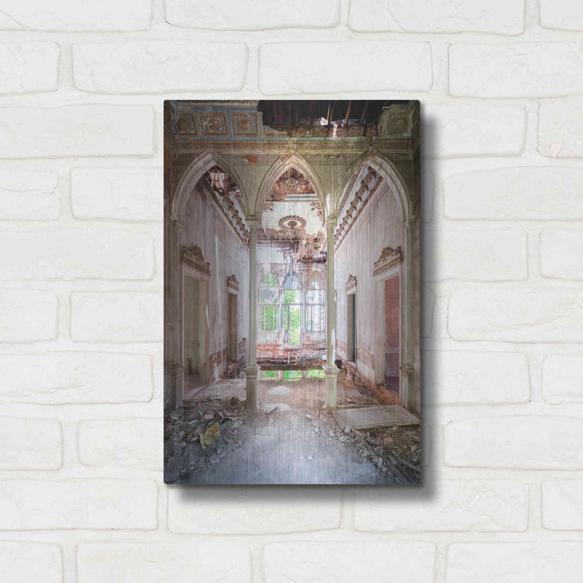 Luxe Metal Art 'Damaged Palace' by Roman Robroek Metal Wall Art,12x16