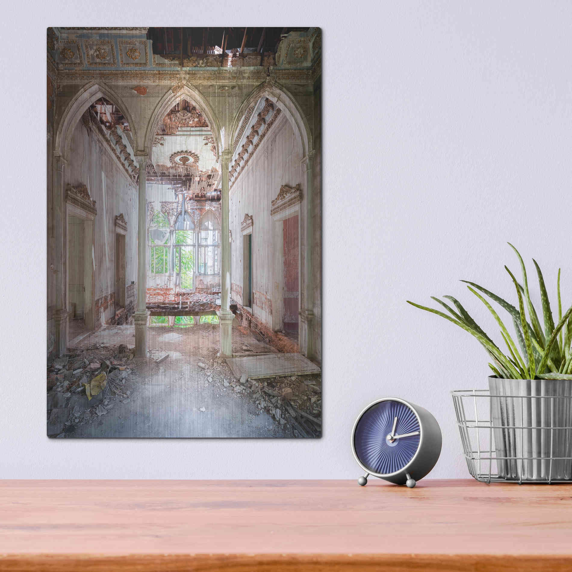 Luxe Metal Art 'Damaged Palace' by Roman Robroek Metal Wall Art,12x16