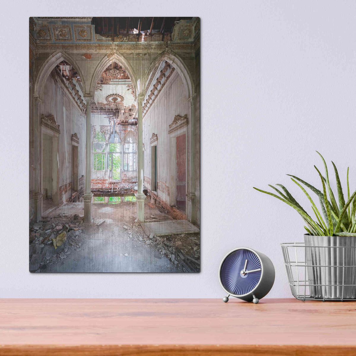 Luxe Metal Art 'Damaged Palace' by Roman Robroek Metal Wall Art,12x16