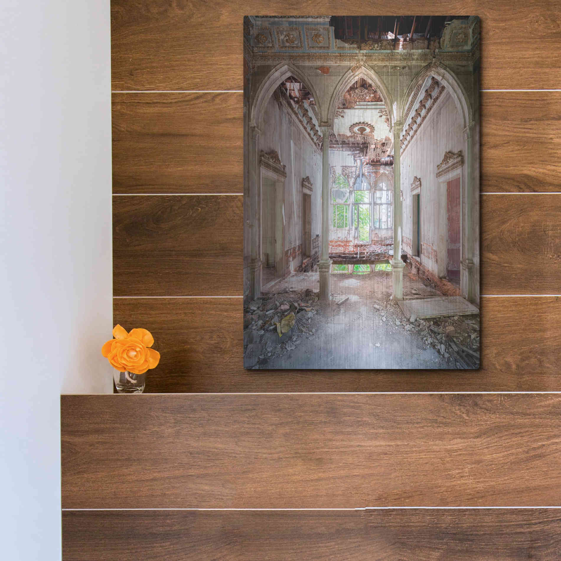 Luxe Metal Art 'Damaged Palace' by Roman Robroek Metal Wall Art,12x16