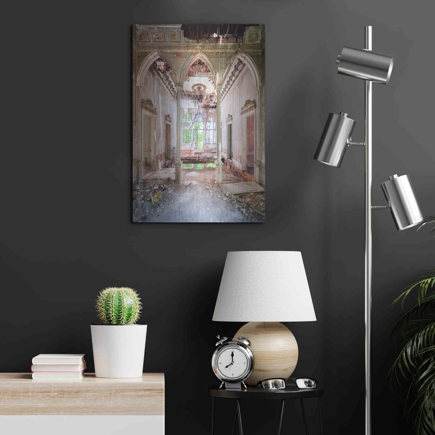 Luxe Metal Art 'Damaged Palace' by Roman Robroek Metal Wall Art,16x24