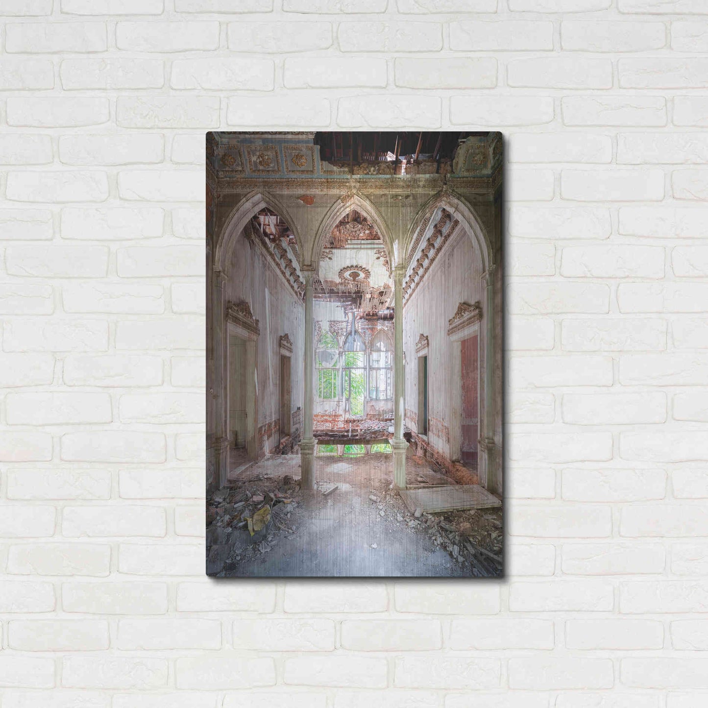 Luxe Metal Art 'Damaged Palace' by Roman Robroek Metal Wall Art,24x36