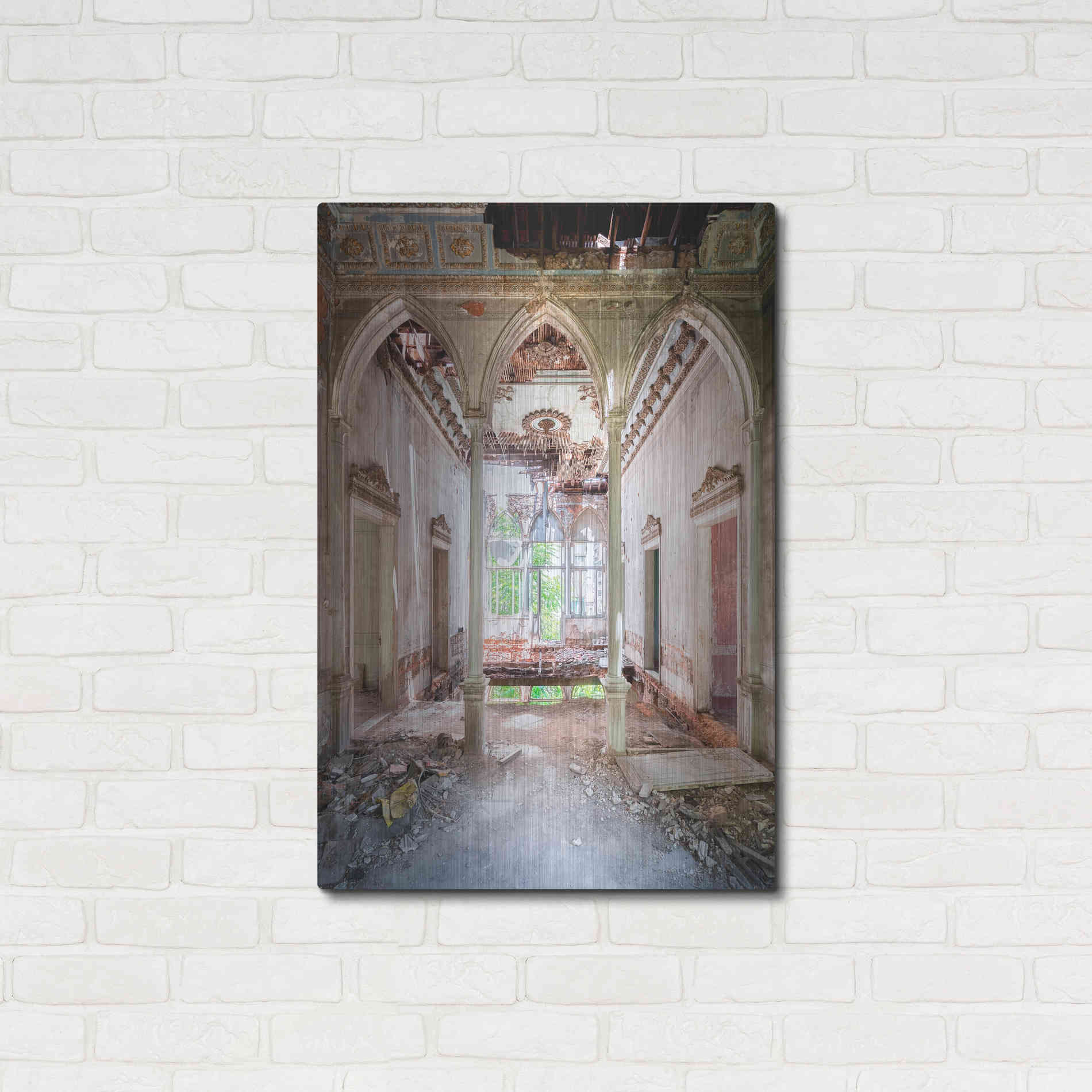 Luxe Metal Art 'Damaged Palace' by Roman Robroek Metal Wall Art,24x36