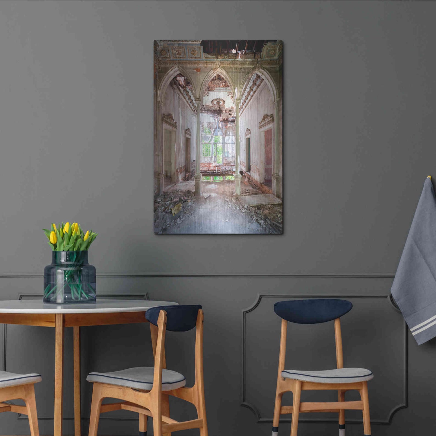 Luxe Metal Art 'Damaged Palace' by Roman Robroek Metal Wall Art,24x36