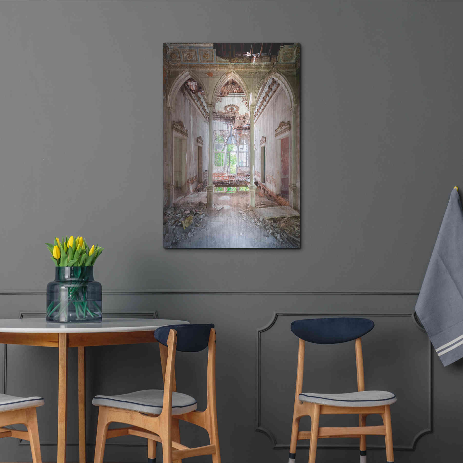 Luxe Metal Art 'Damaged Palace' by Roman Robroek Metal Wall Art,24x36