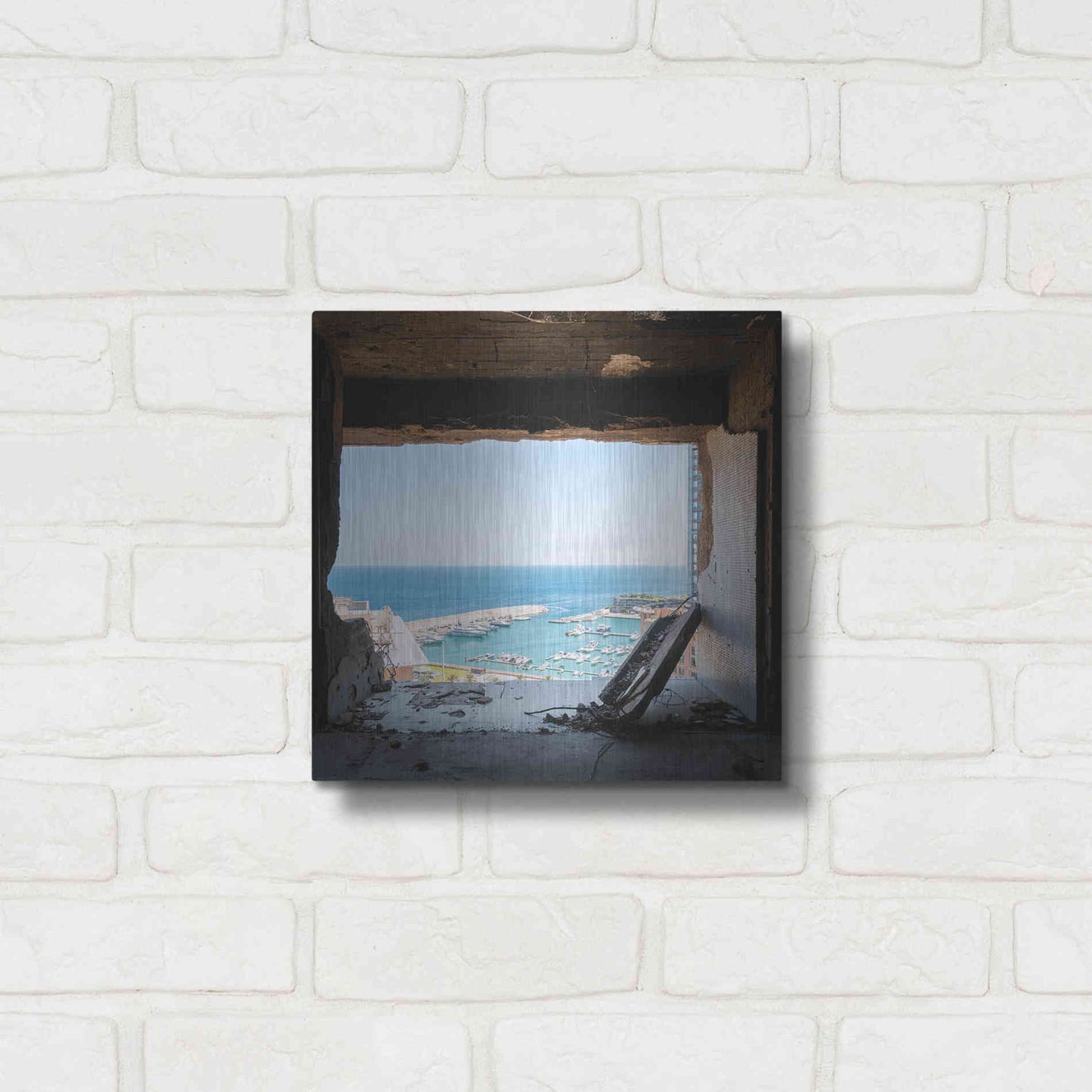 Luxe Metal Art 'Broken Sea View' by Roman Robroek Metal Wall Art,12x12