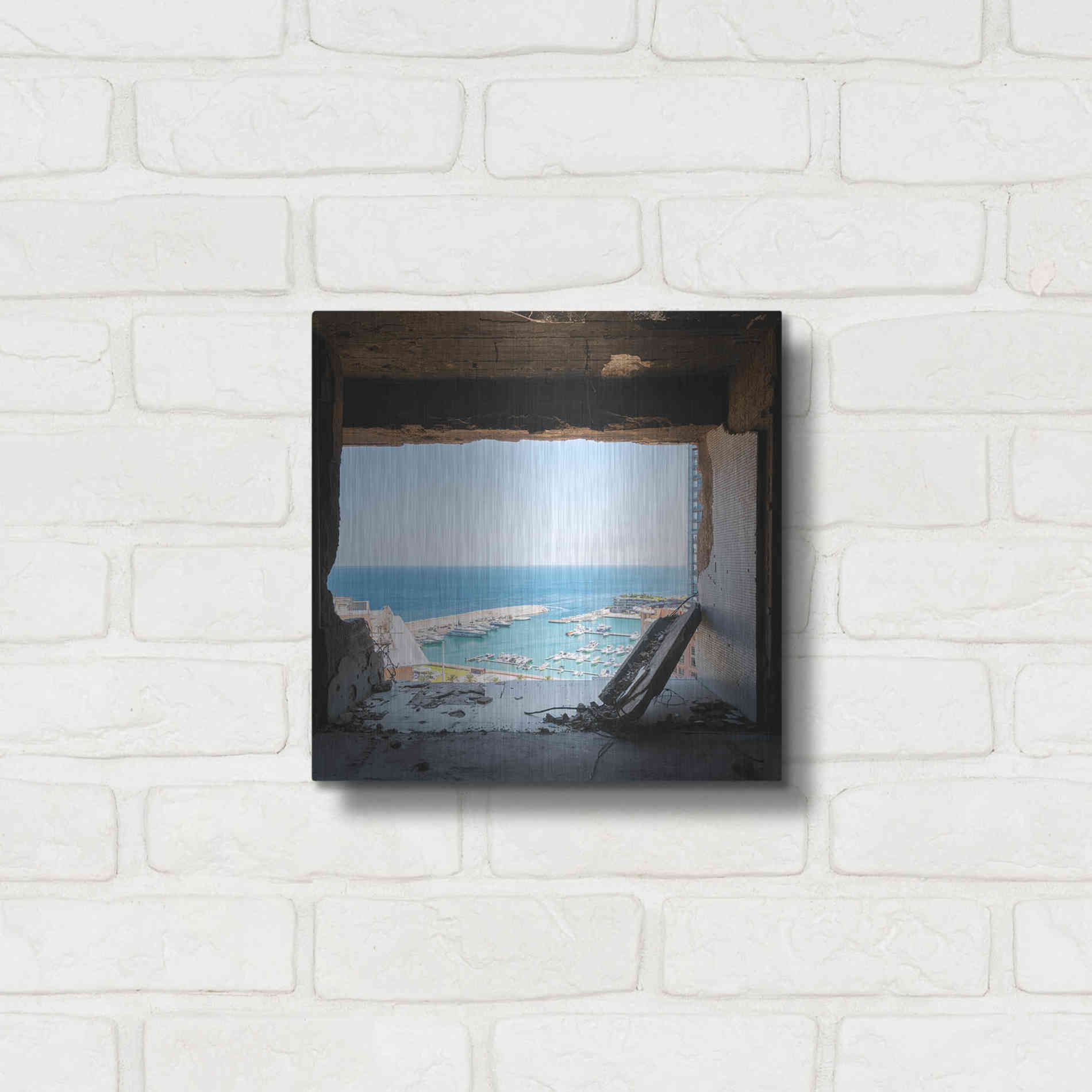 Luxe Metal Art 'Broken Sea View' by Roman Robroek Metal Wall Art,12x12