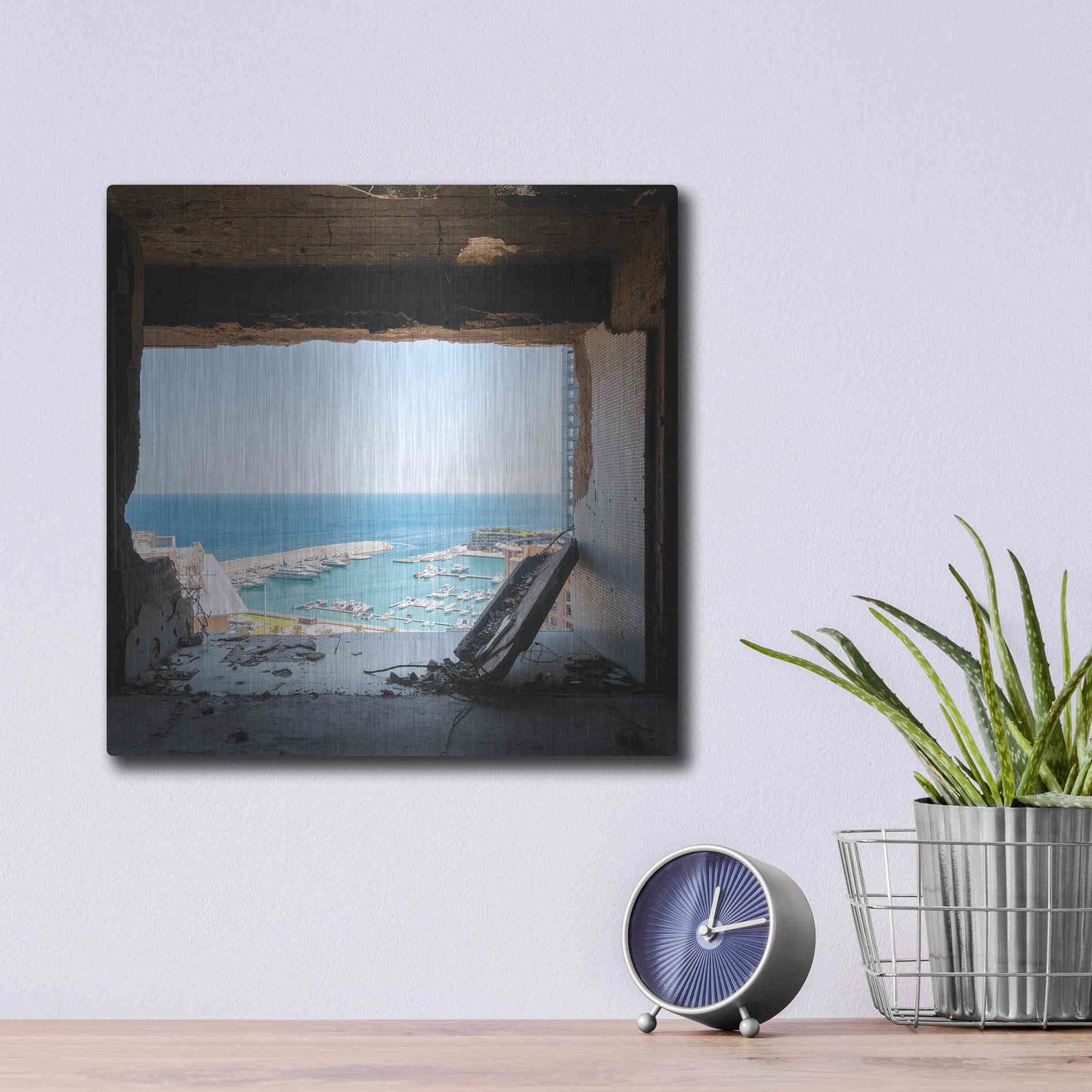 Luxe Metal Art 'Broken Sea View' by Roman Robroek Metal Wall Art,12x12