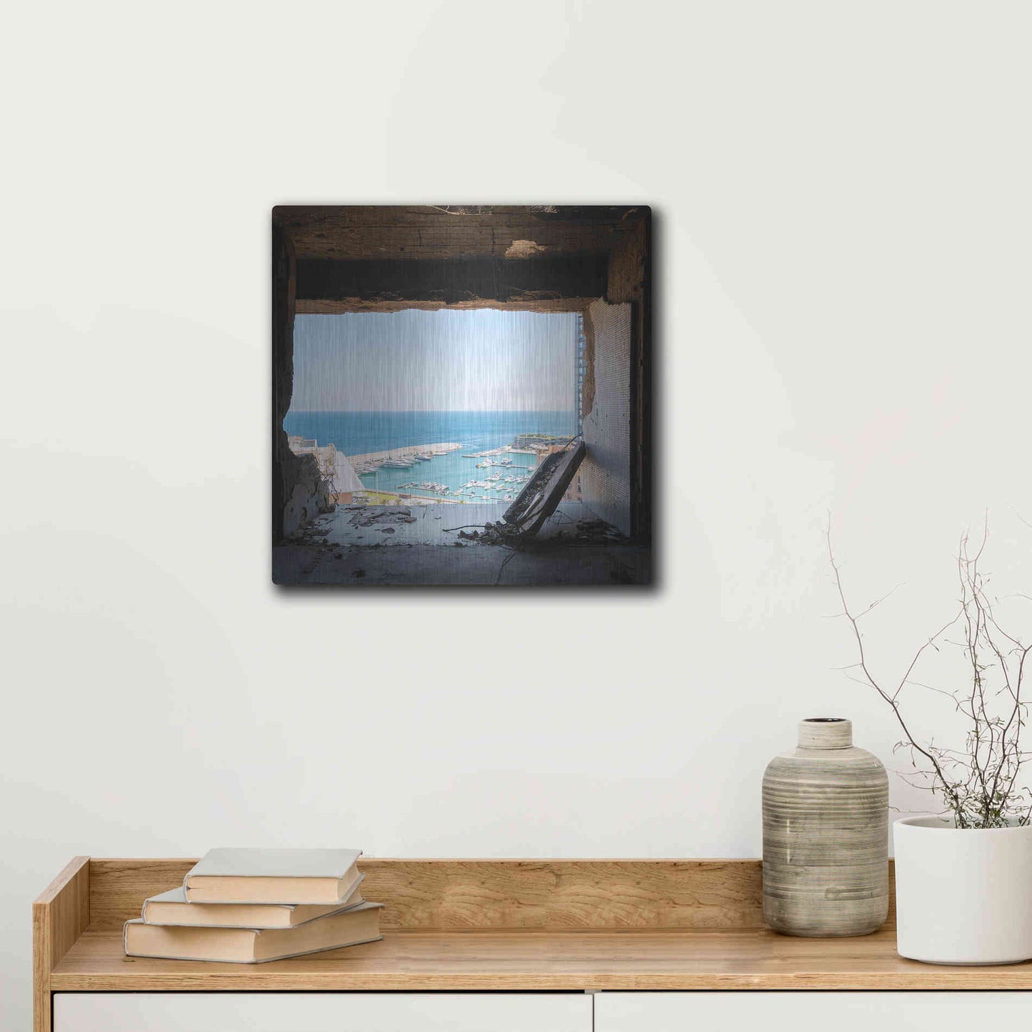 Luxe Metal Art 'Broken Sea View' by Roman Robroek Metal Wall Art,12x12