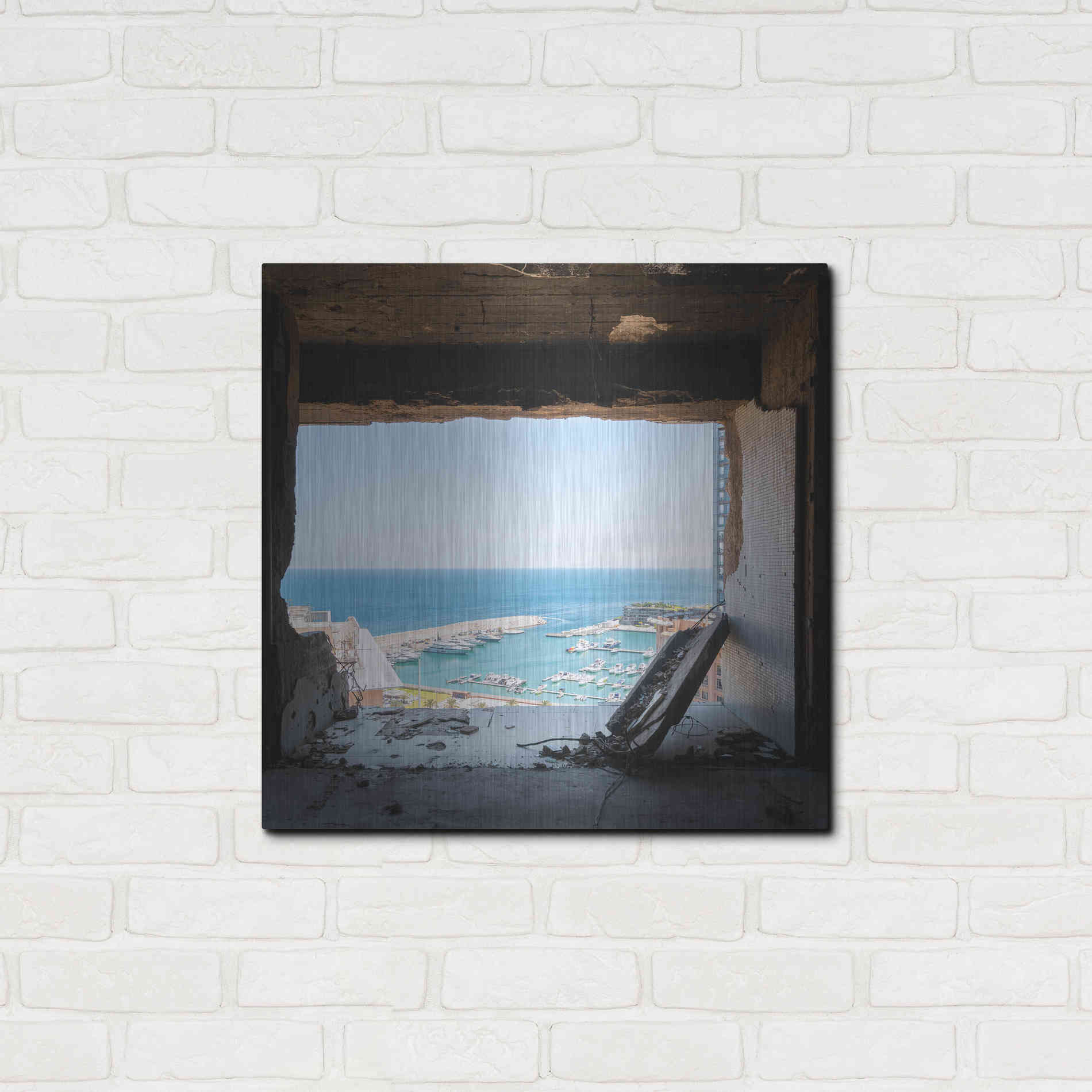 Luxe Metal Art 'Broken Sea View' by Roman Robroek Metal Wall Art,24x24