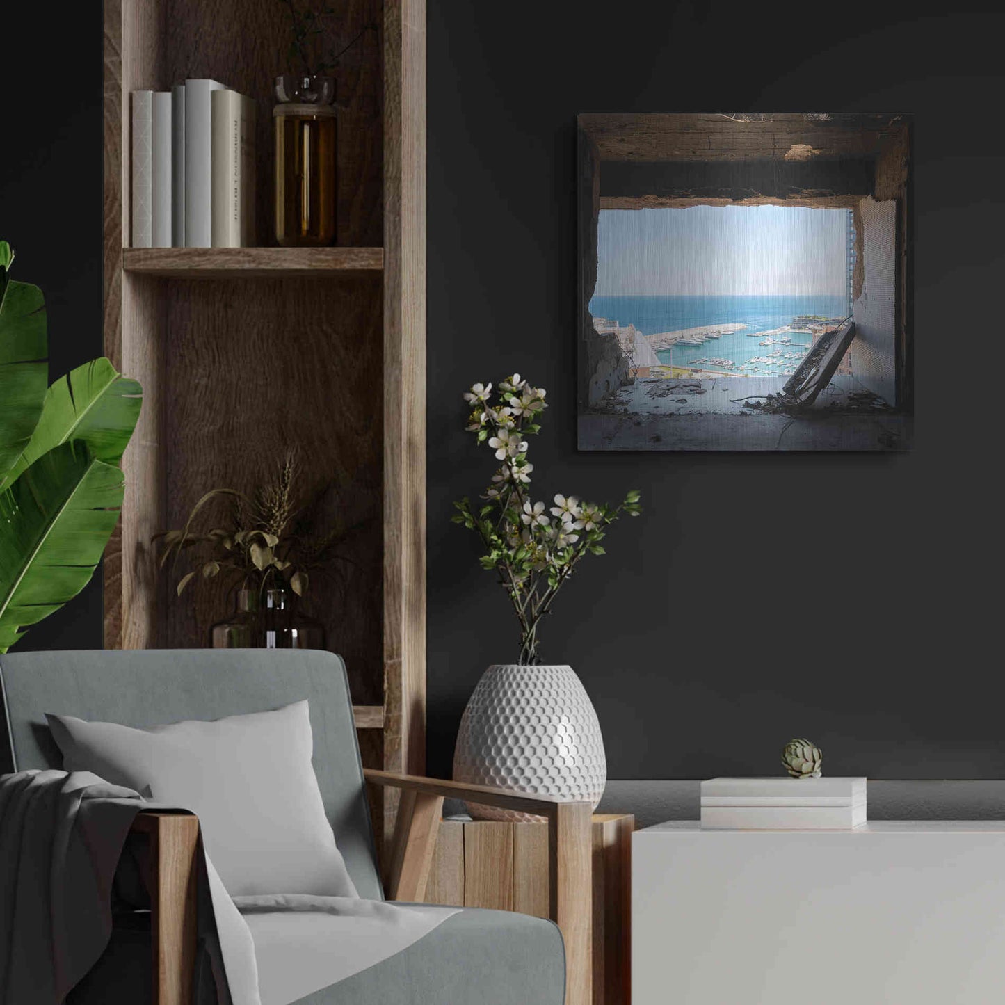 Luxe Metal Art 'Broken Sea View' by Roman Robroek Metal Wall Art,24x24