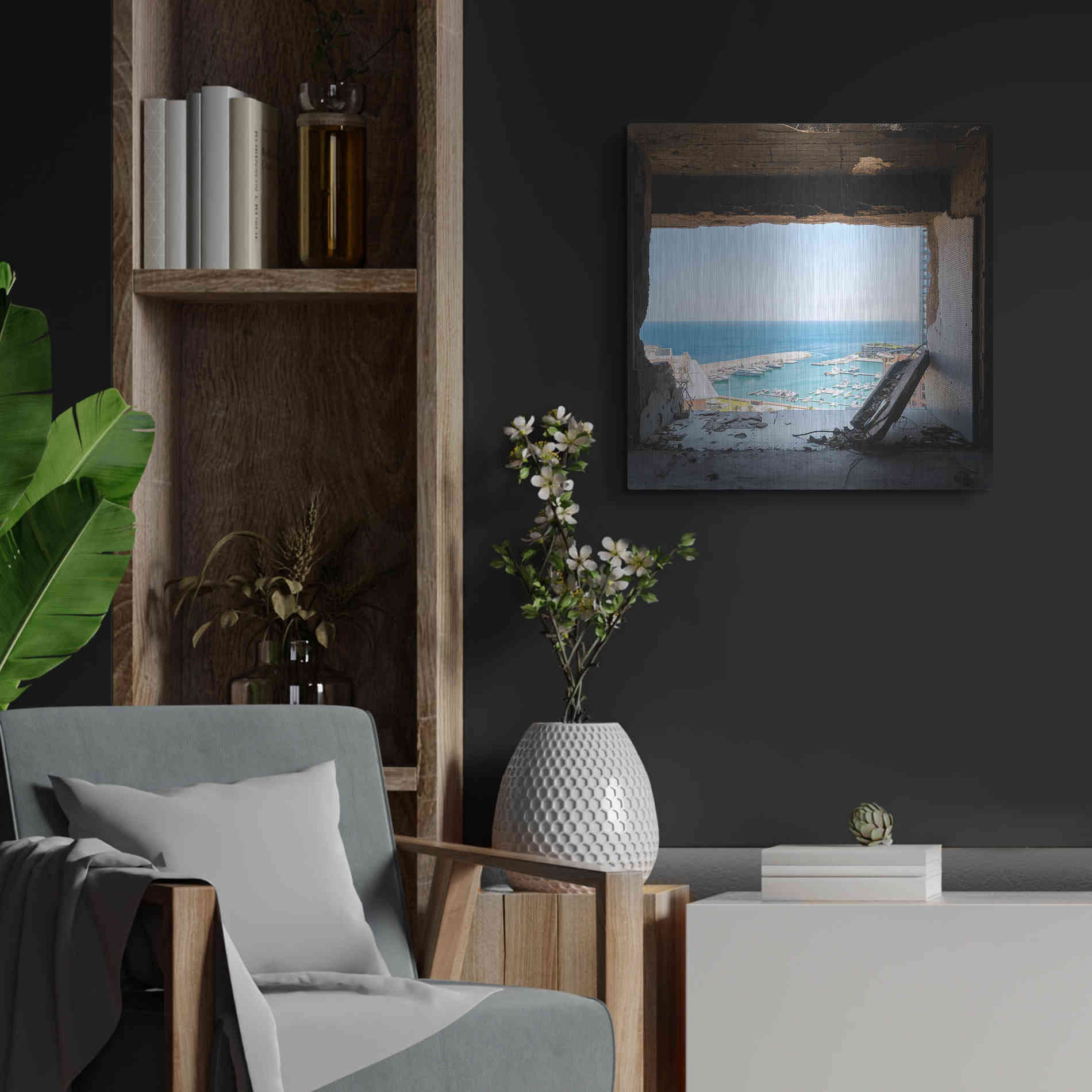 Luxe Metal Art 'Broken Sea View' by Roman Robroek Metal Wall Art,24x24