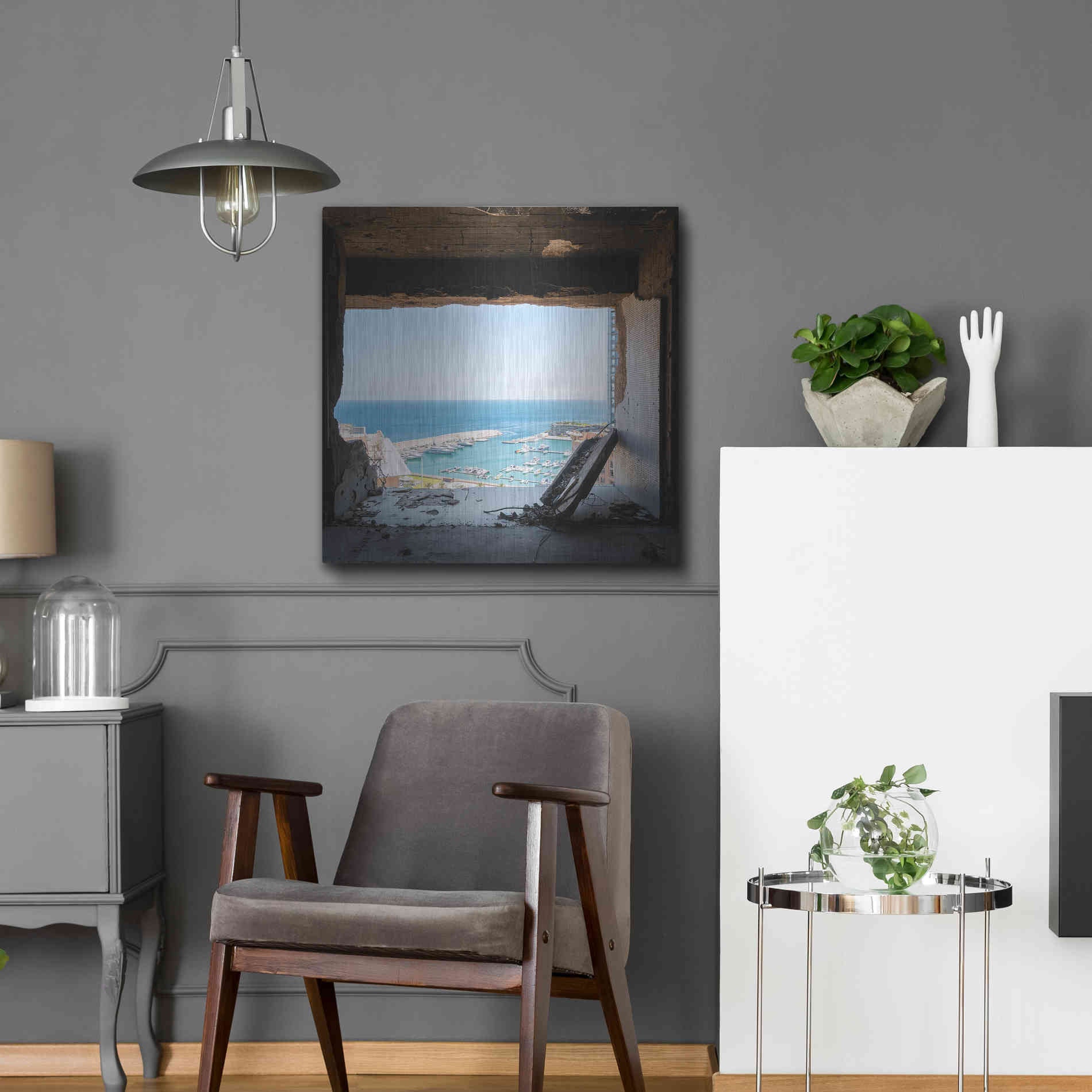 Luxe Metal Art 'Broken Sea View' by Roman Robroek Metal Wall Art,24x24