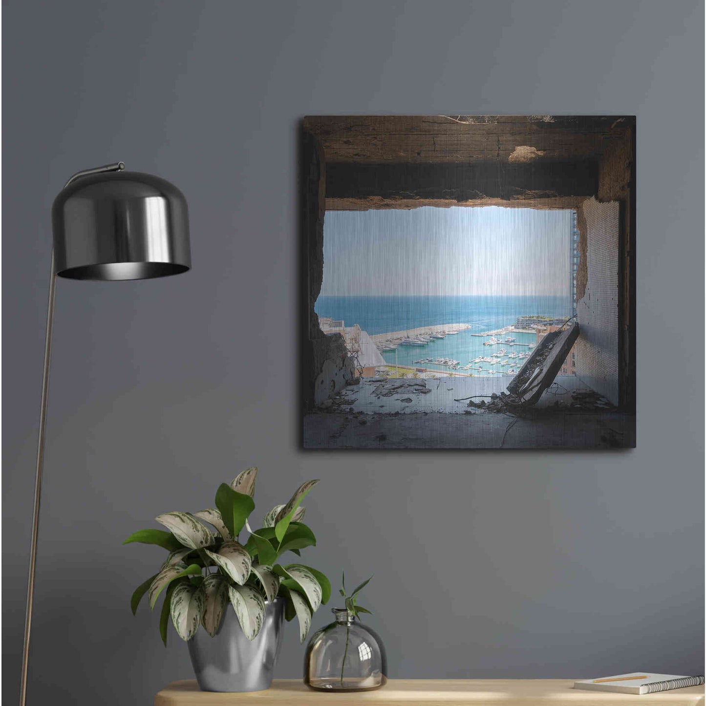 Luxe Metal Art 'Broken Sea View' by Roman Robroek Metal Wall Art,24x24