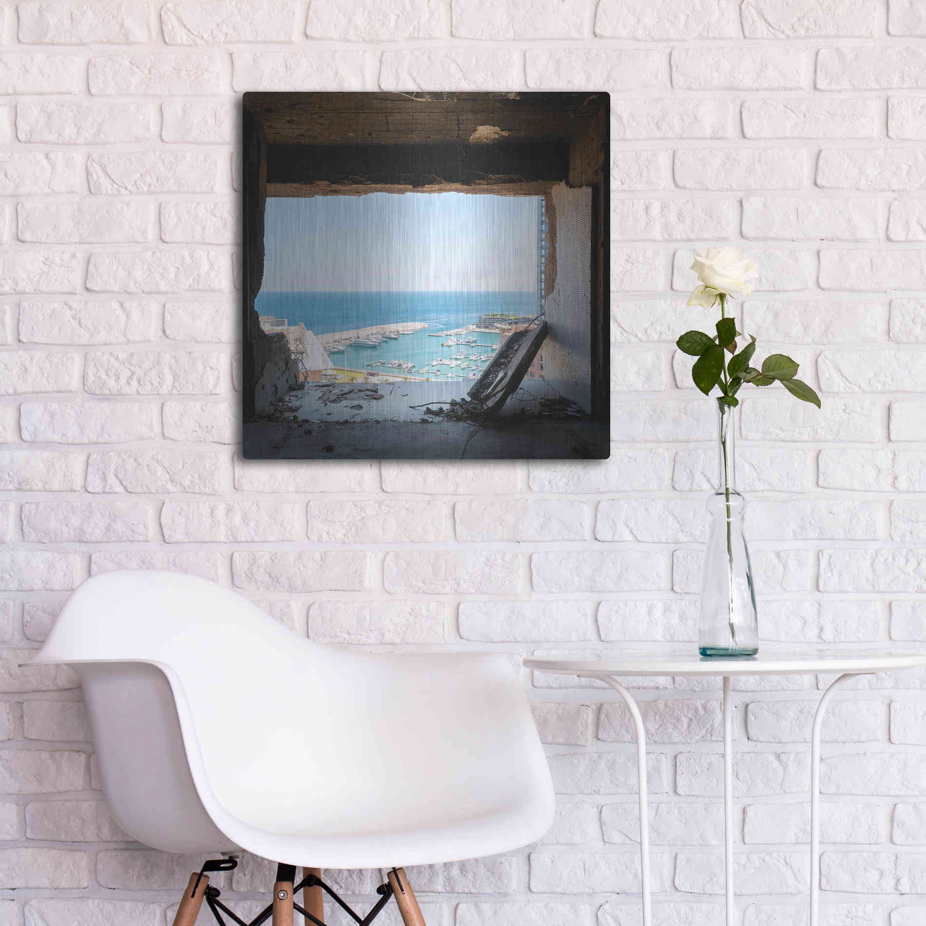 Luxe Metal Art 'Broken Sea View' by Roman Robroek Metal Wall Art,24x24