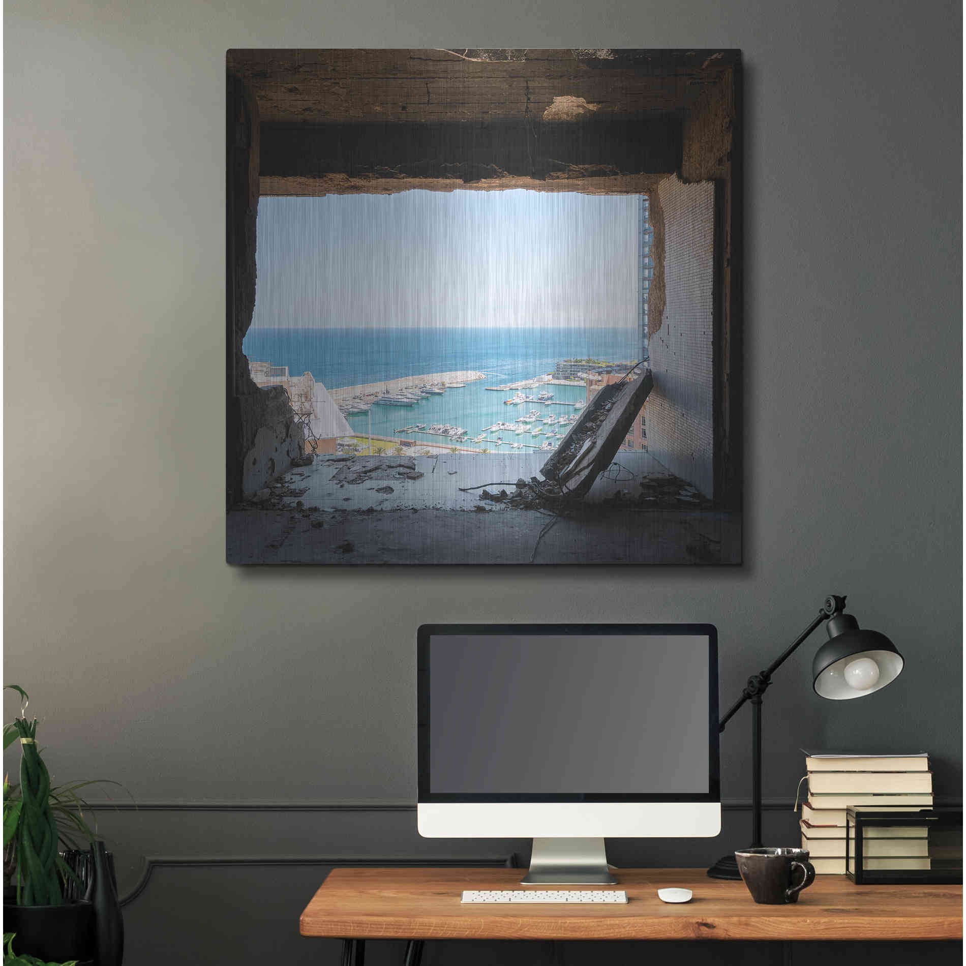 Luxe Metal Art 'Broken Sea View' by Roman Robroek Metal Wall Art,36x36