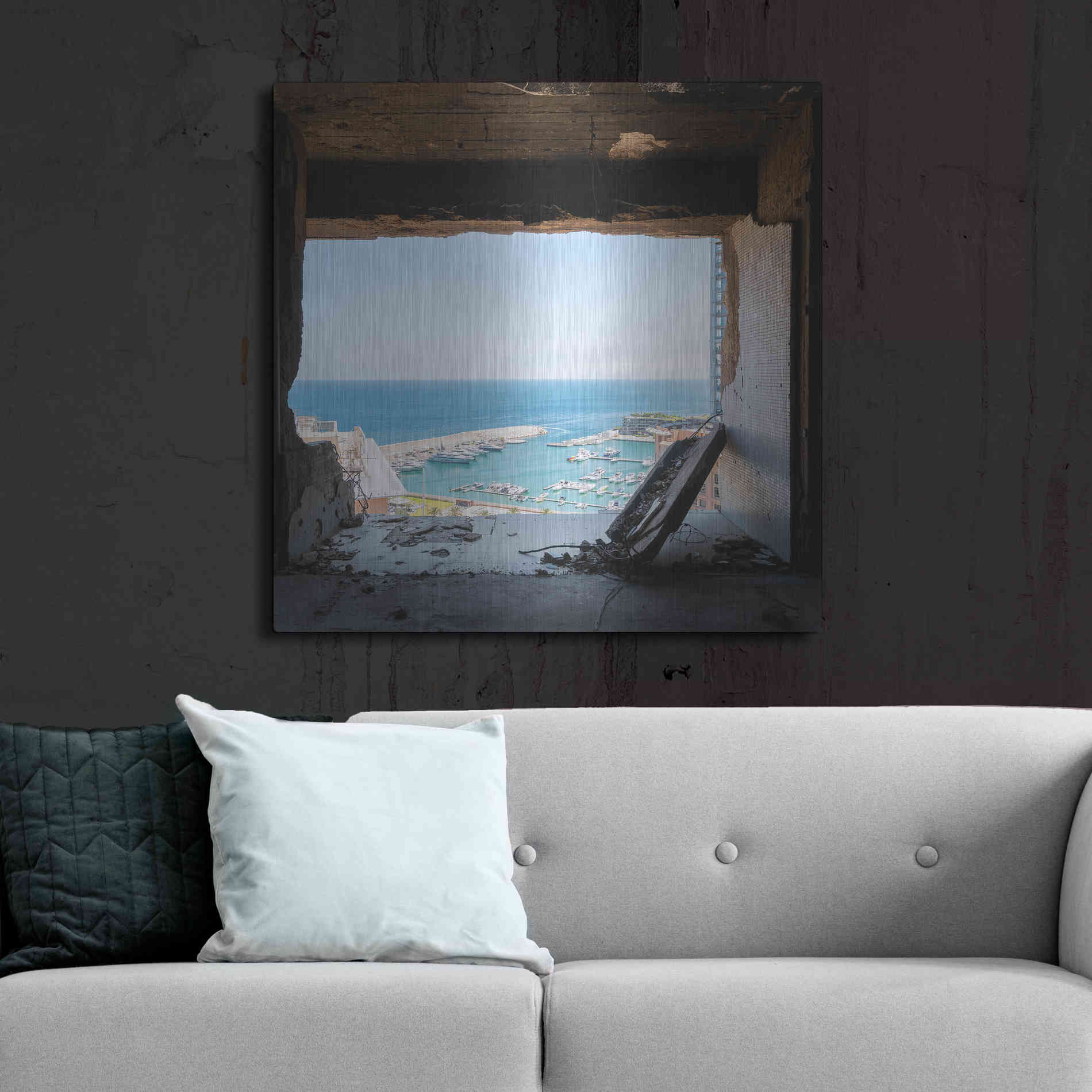 Luxe Metal Art 'Broken Sea View' by Roman Robroek Metal Wall Art,36x36