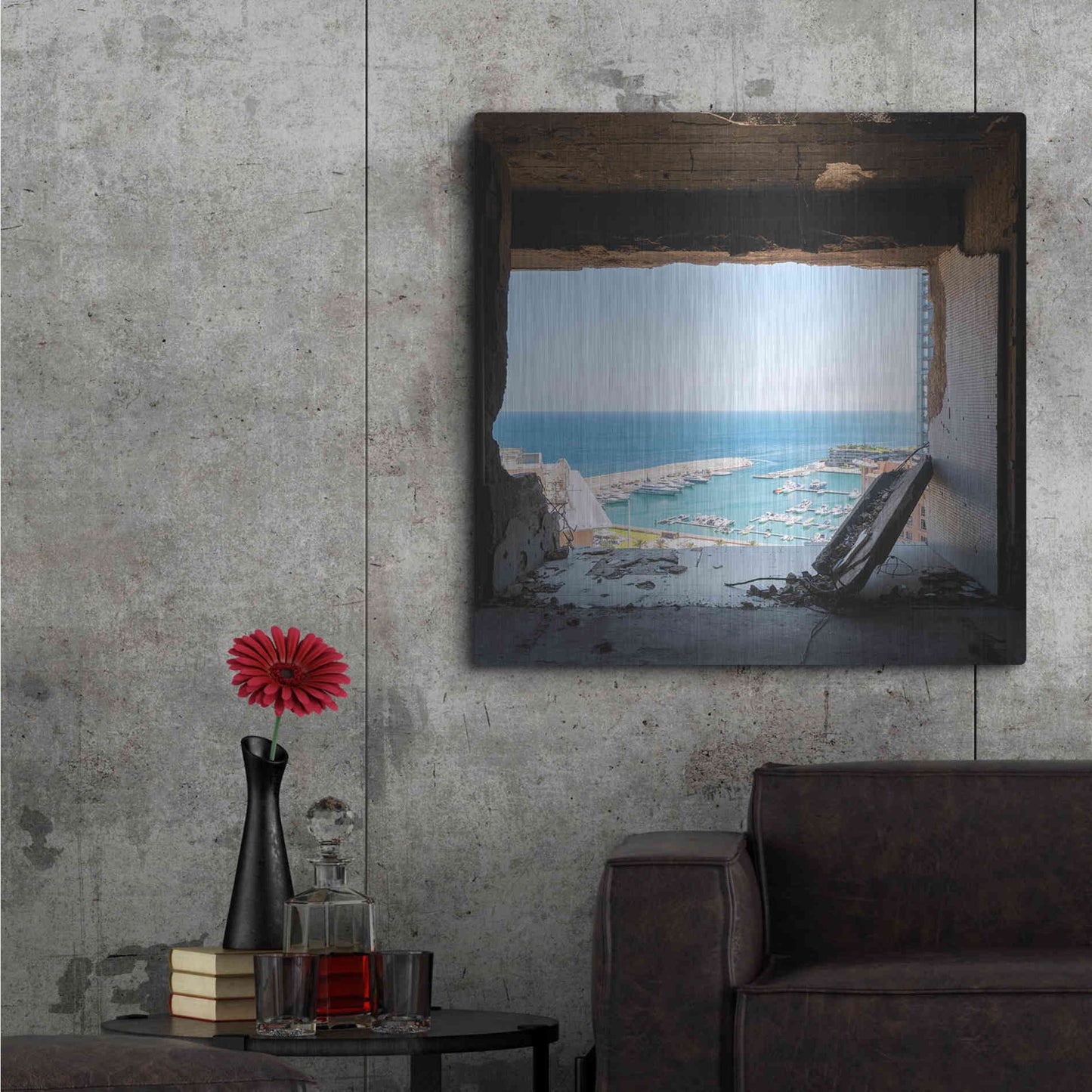 Luxe Metal Art 'Broken Sea View' by Roman Robroek Metal Wall Art,36x36