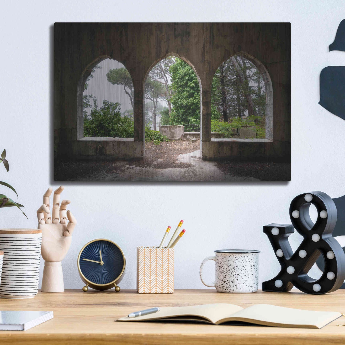 Luxe Metal Art 'Tripple Arches' by Roman Robroek Metal Wall Art,16x12