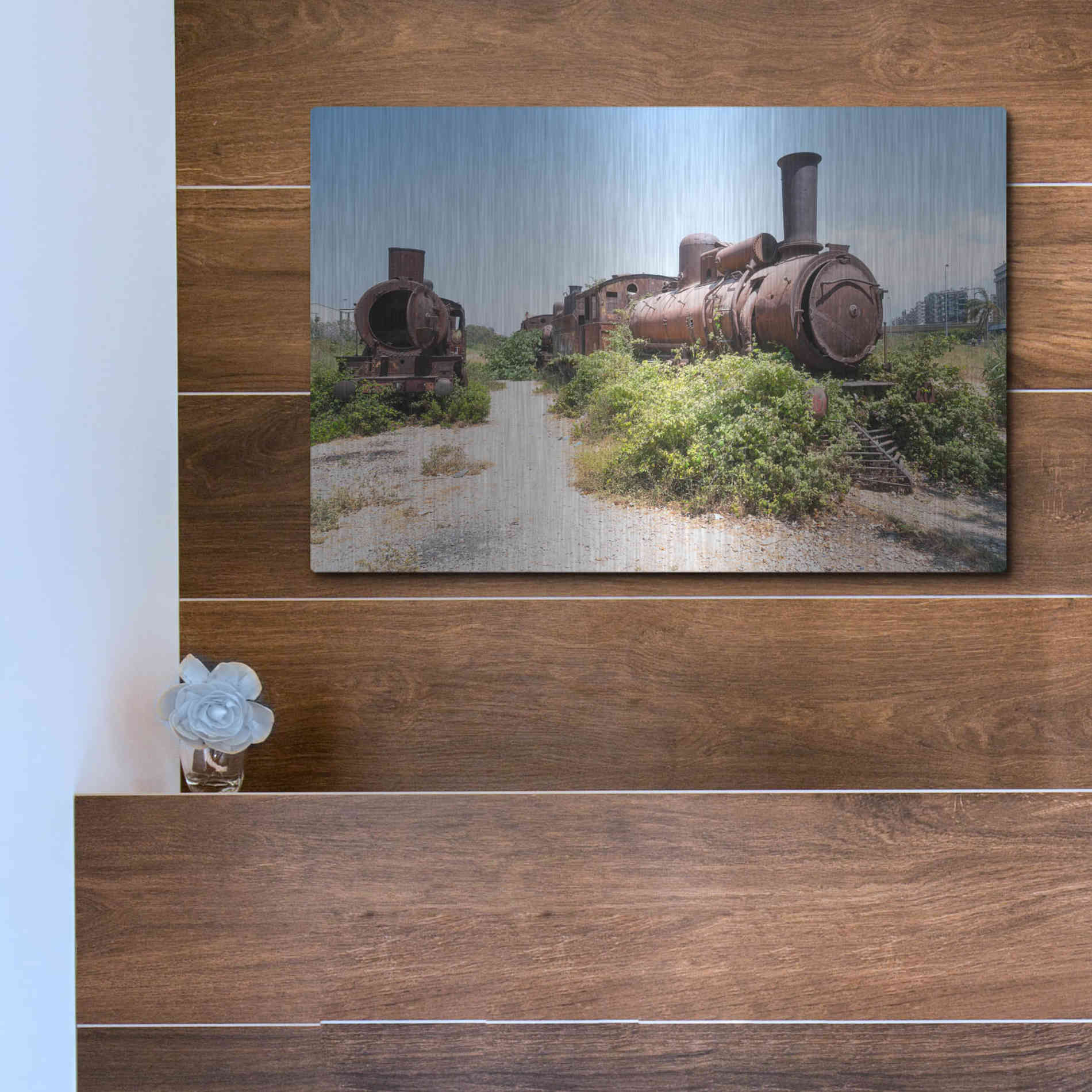 Luxe Metal Art 'Train Heritage' by Roman Robroek Metal Wall Art,16x12