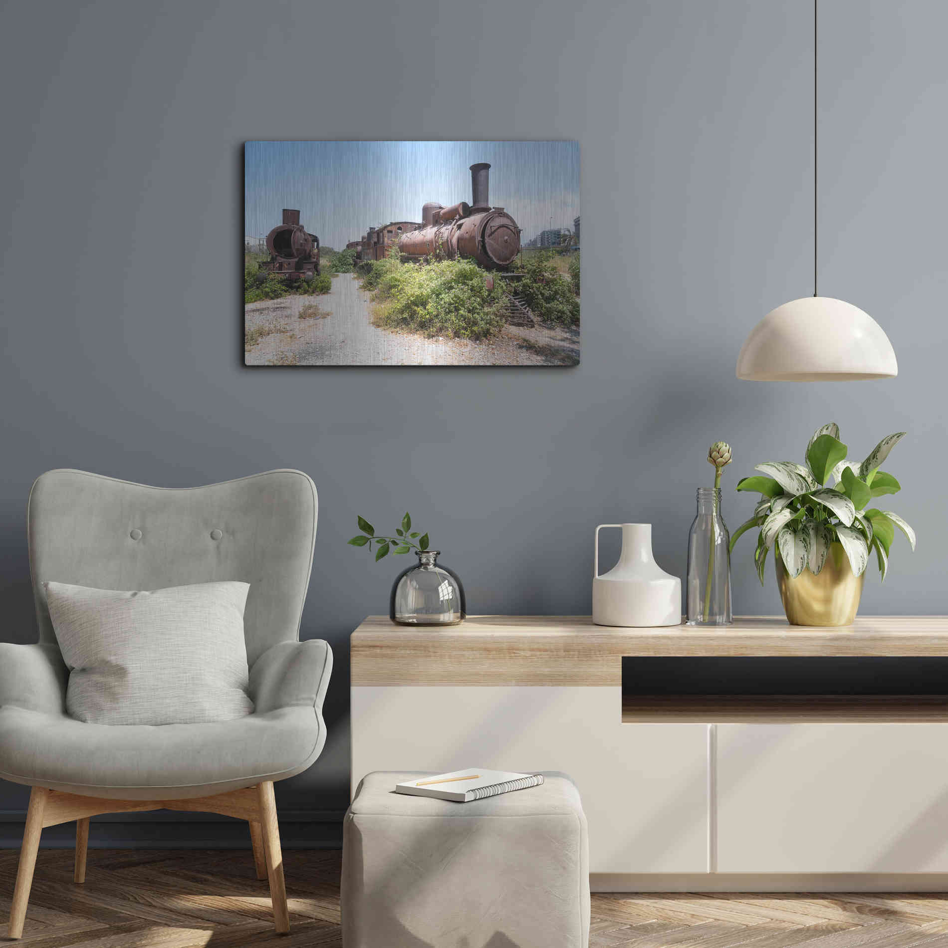 Luxe Metal Art 'Train Heritage' by Roman Robroek Metal Wall Art,24x16