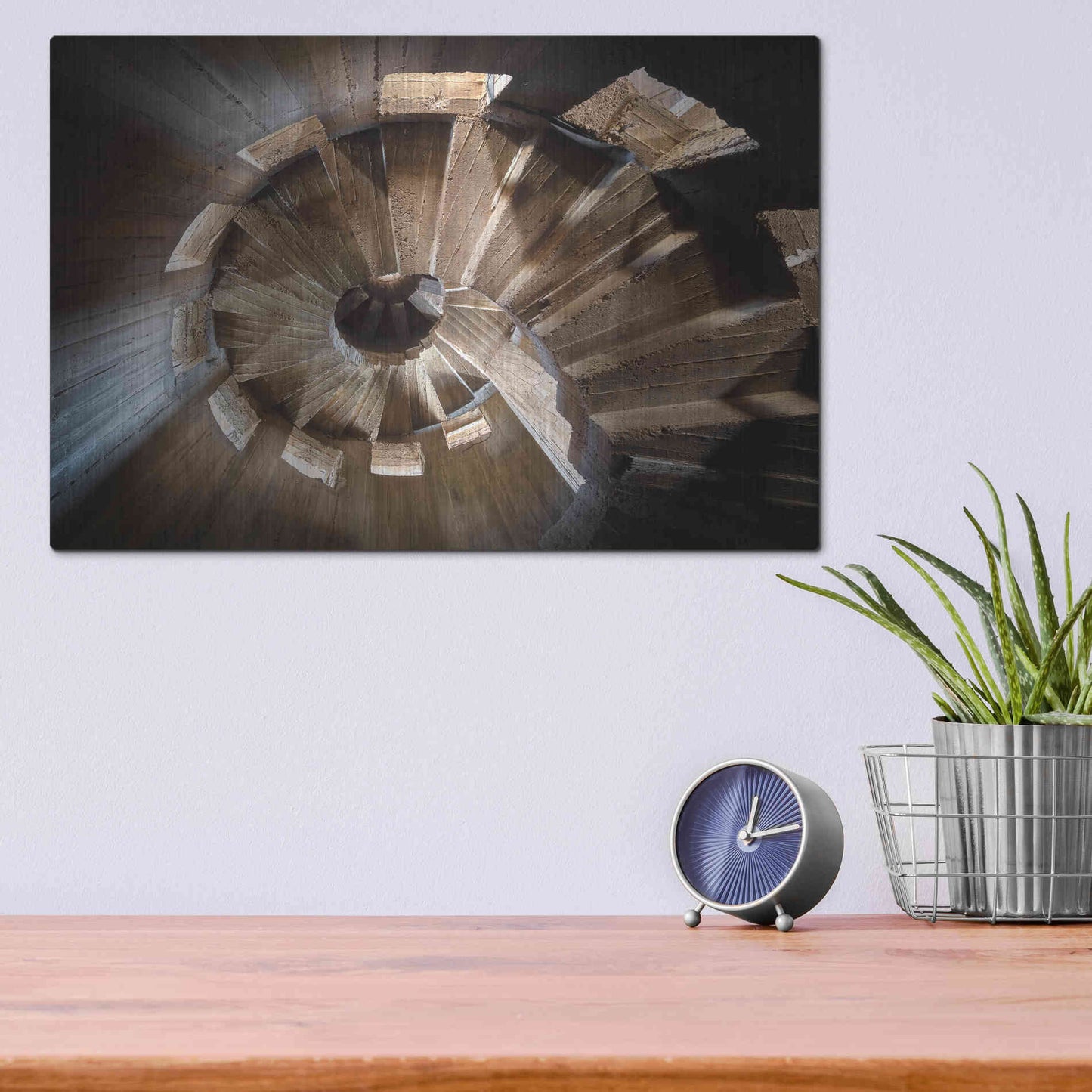 Luxe Metal Art 'Shadow In The Staircase' by Roman Robroek Metal Wall Art,16x12