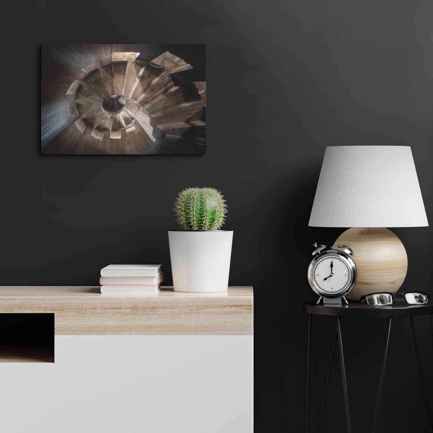 Luxe Metal Art 'Shadow In The Staircase' by Roman Robroek Metal Wall Art,24x16