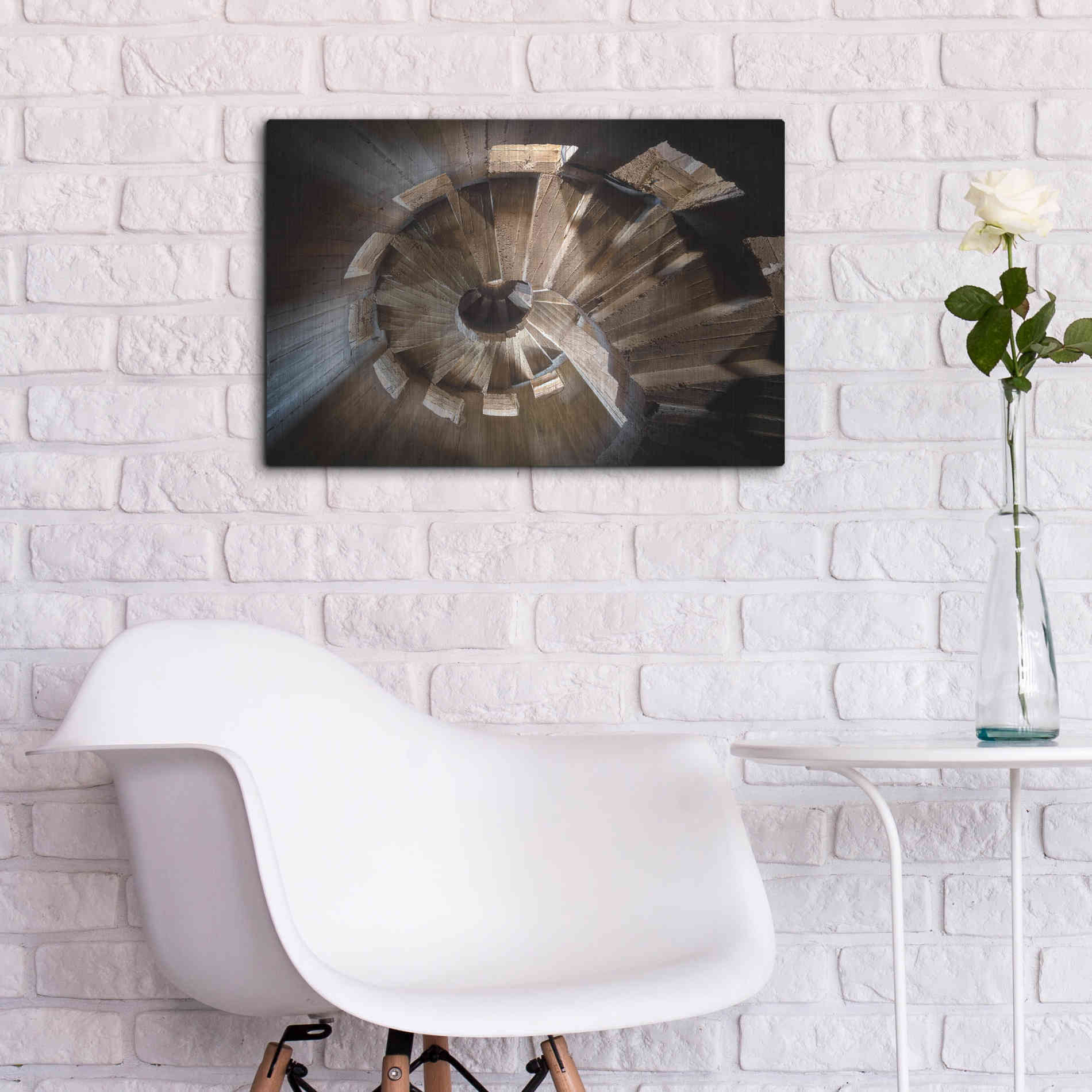 Luxe Metal Art 'Shadow In The Staircase' by Roman Robroek Metal Wall Art,24x16