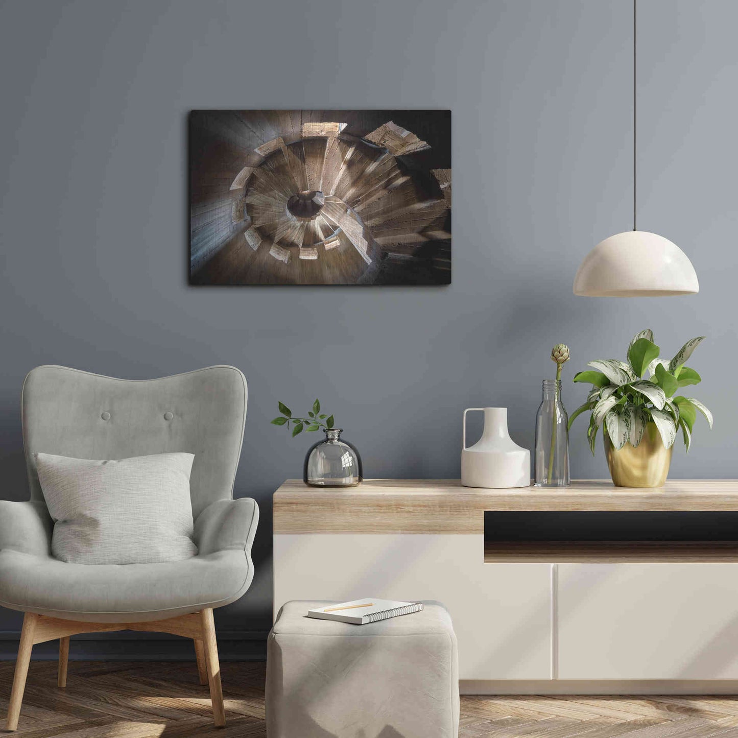 Luxe Metal Art 'Shadow In The Staircase' by Roman Robroek Metal Wall Art,24x16