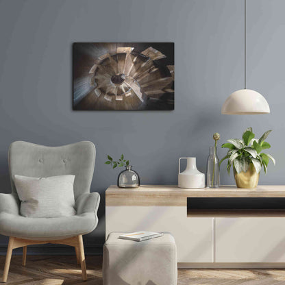 Luxe Metal Art 'Shadow In The Staircase' by Roman Robroek Metal Wall Art,24x16