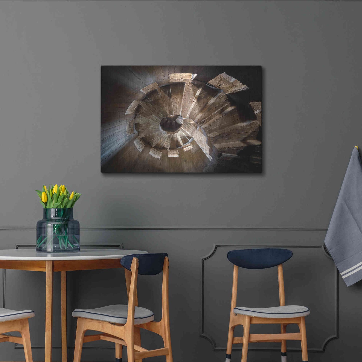 Luxe Metal Art 'Shadow In The Staircase' by Roman Robroek Metal Wall Art,36x24