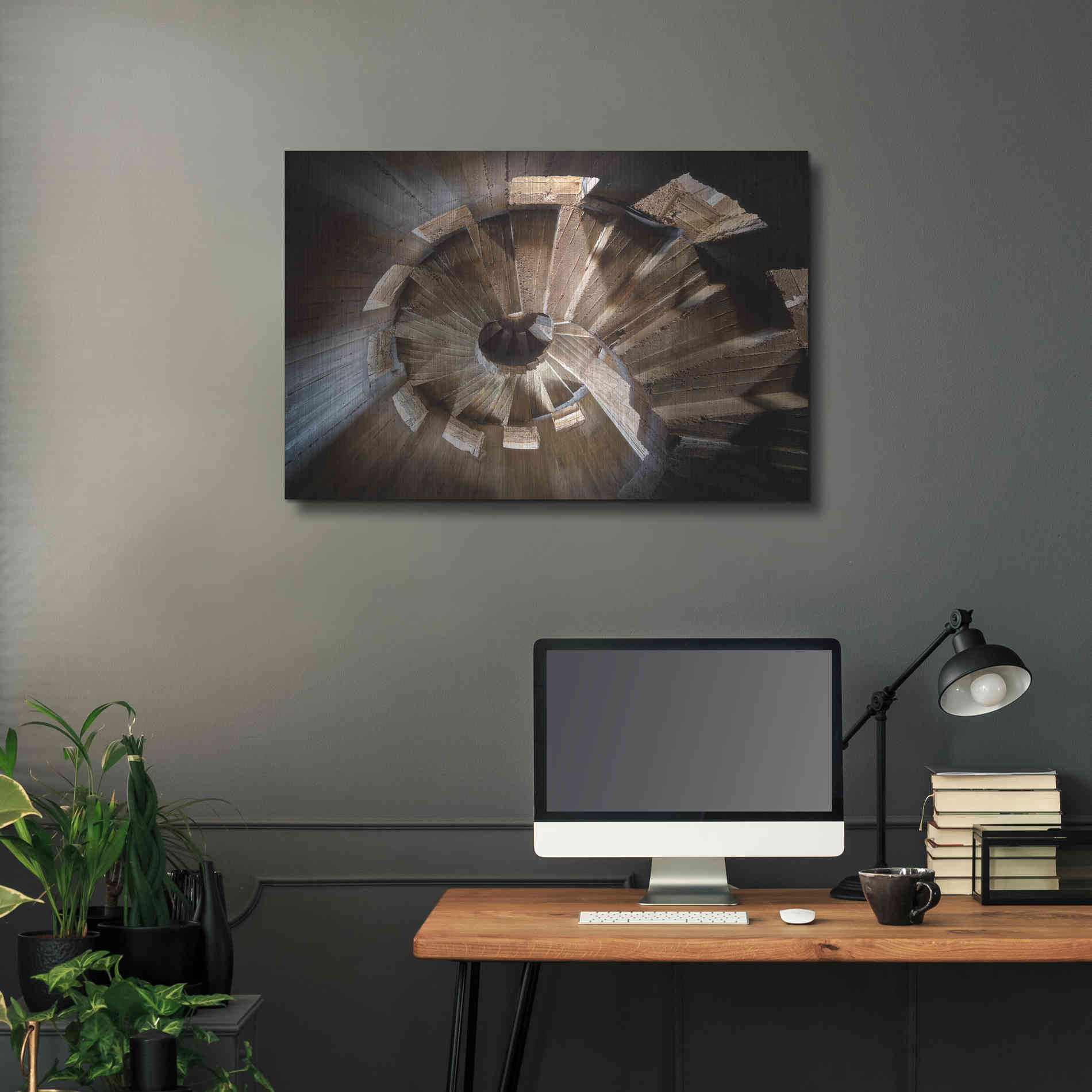Luxe Metal Art 'Shadow In The Staircase' by Roman Robroek Metal Wall Art,36x24