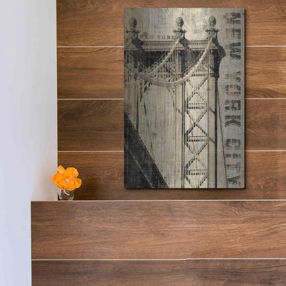 Luxe Metal Art 'Vintage NY Manhattan Bridge' by Michael Mullan, Metal Wall Art,12x16