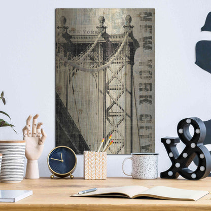 Luxe Metal Art 'Vintage NY Manhattan Bridge' by Michael Mullan, Metal Wall Art,12x16