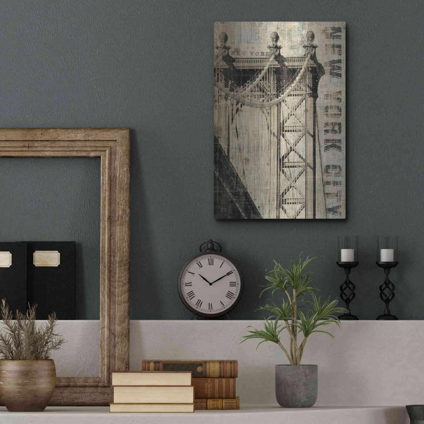 Luxe Metal Art 'Vintage NY Manhattan Bridge' by Michael Mullan, Metal Wall Art,12x16