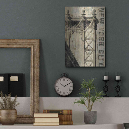 Luxe Metal Art 'Vintage NY Manhattan Bridge' by Michael Mullan, Metal Wall Art,12x16