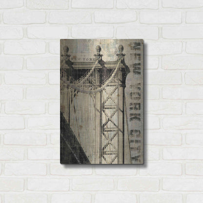 Luxe Metal Art 'Vintage NY Manhattan Bridge' by Michael Mullan, Metal Wall Art,16x24