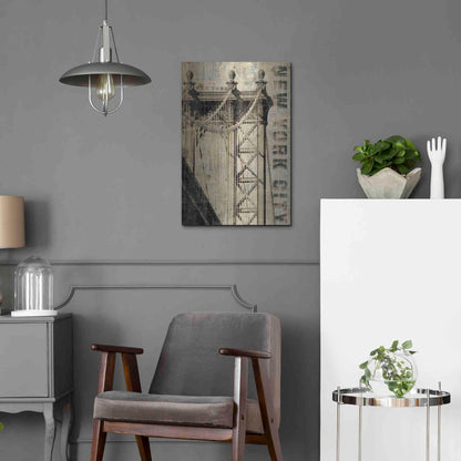 Luxe Metal Art 'Vintage NY Manhattan Bridge' by Michael Mullan, Metal Wall Art,16x24