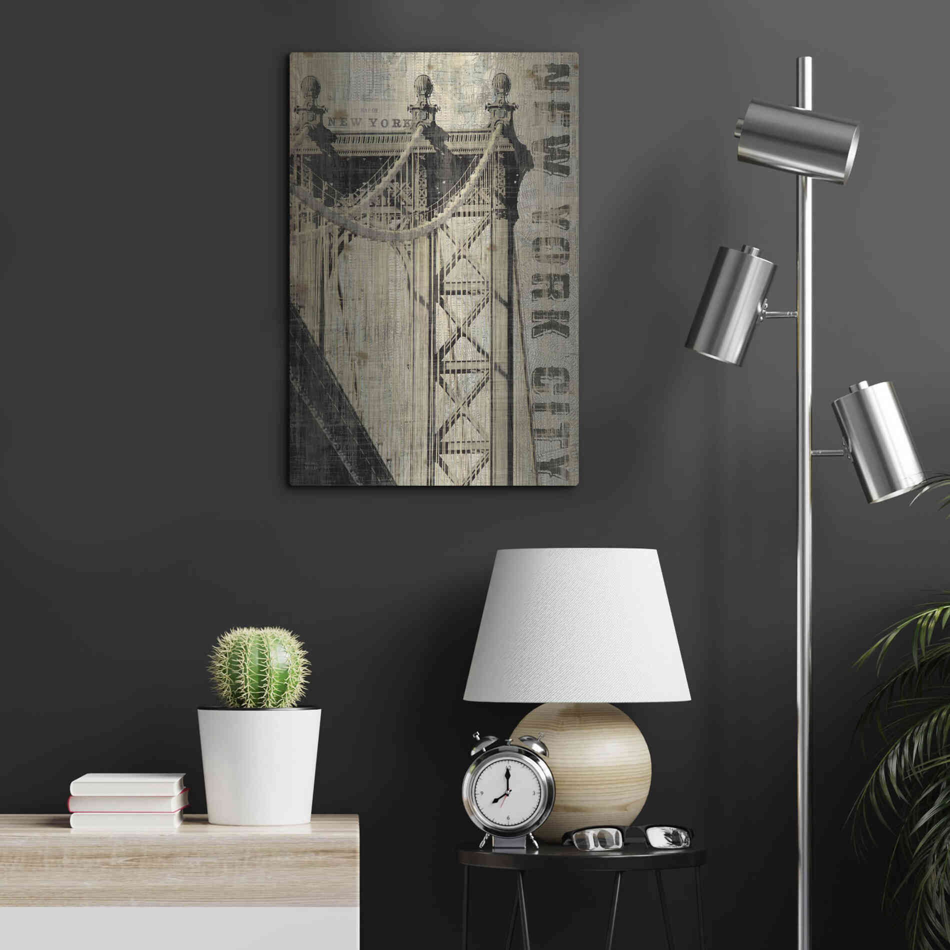 Luxe Metal Art 'Vintage NY Manhattan Bridge' by Michael Mullan, Metal Wall Art,16x24