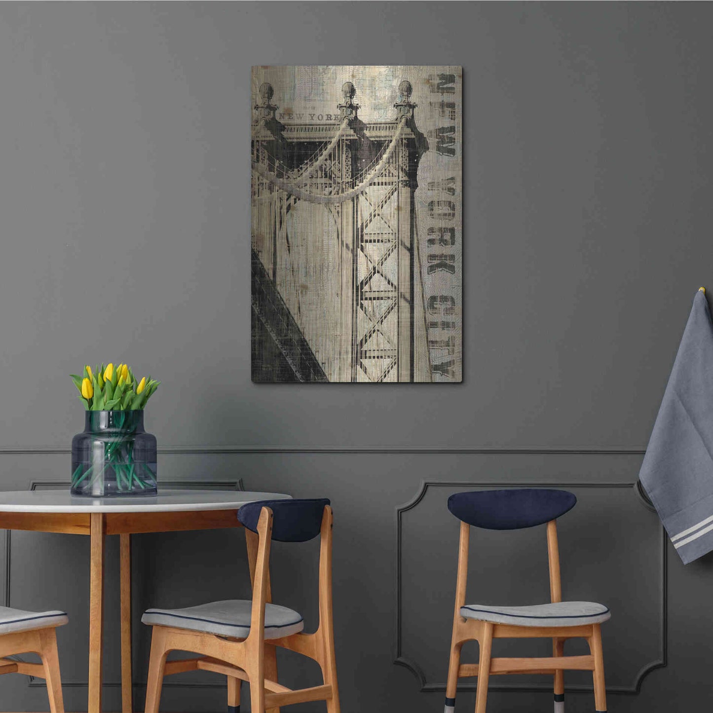Luxe Metal Art 'Vintage NY Manhattan Bridge' by Michael Mullan, Metal Wall Art,24x36