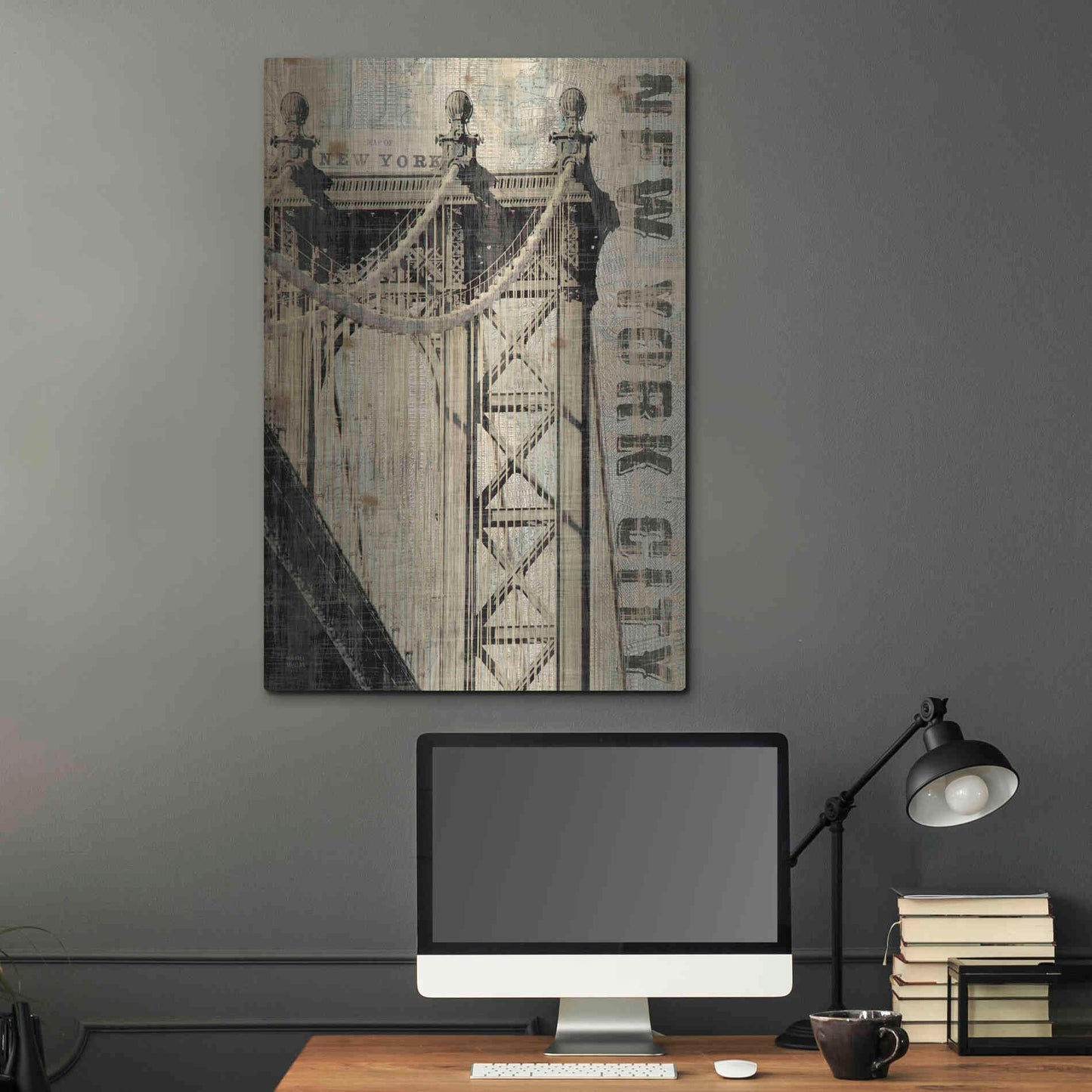Luxe Metal Art 'Vintage NY Manhattan Bridge' by Michael Mullan, Metal Wall Art,24x36