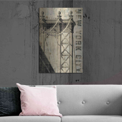 Luxe Metal Art 'Vintage NY Manhattan Bridge' by Michael Mullan, Metal Wall Art,24x36