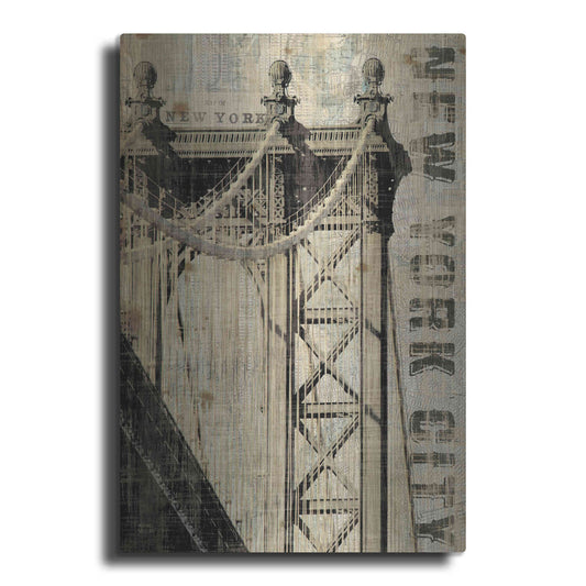 Luxe Metal Art 'Vintage NY Manhattan Bridge' by Michael Mullan, Metal Wall Art