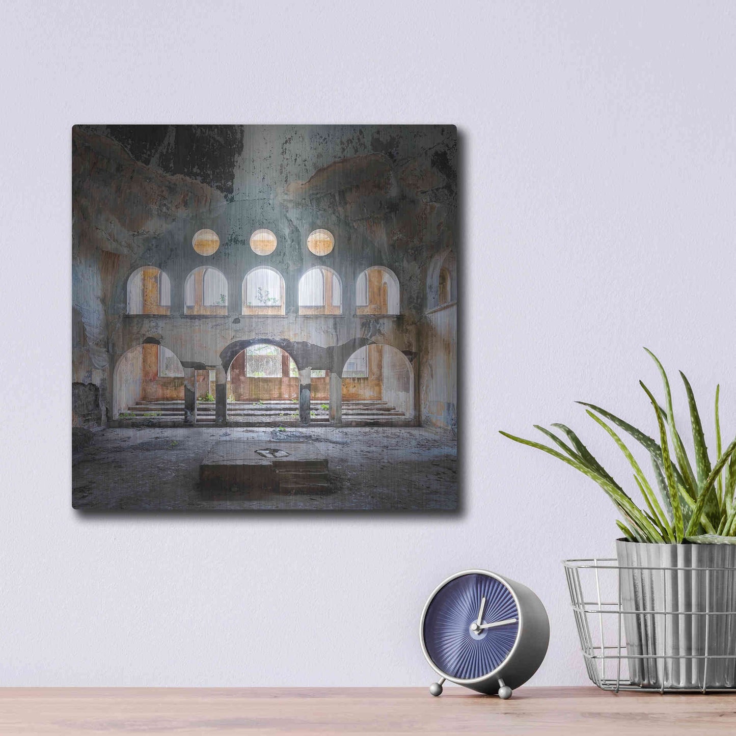 Luxe Metal Art 'Abandoned Synagogue' by Roman Robroek Metal Wall Art,12x12