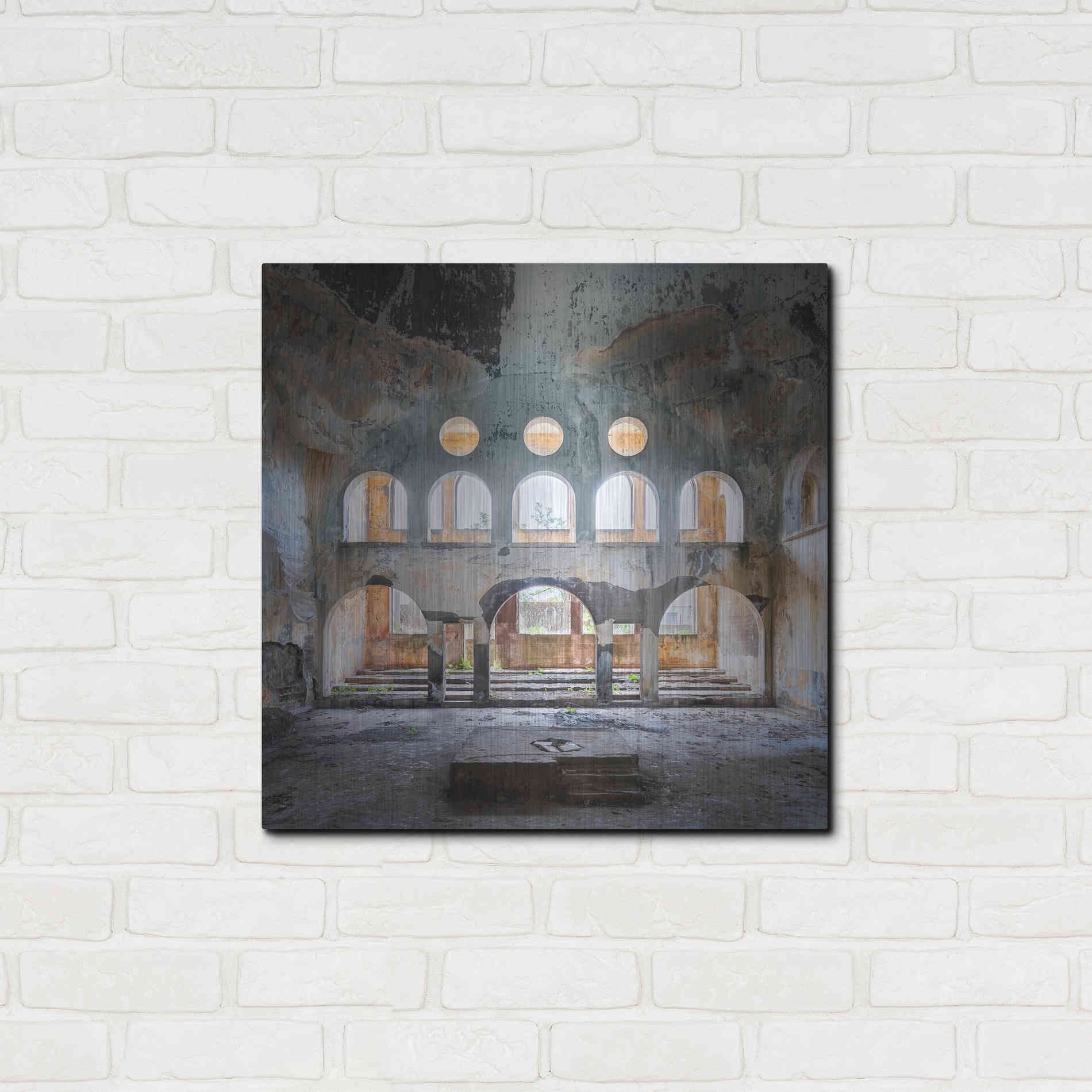 Luxe Metal Art 'Abandoned Synagogue' by Roman Robroek Metal Wall Art,24x24