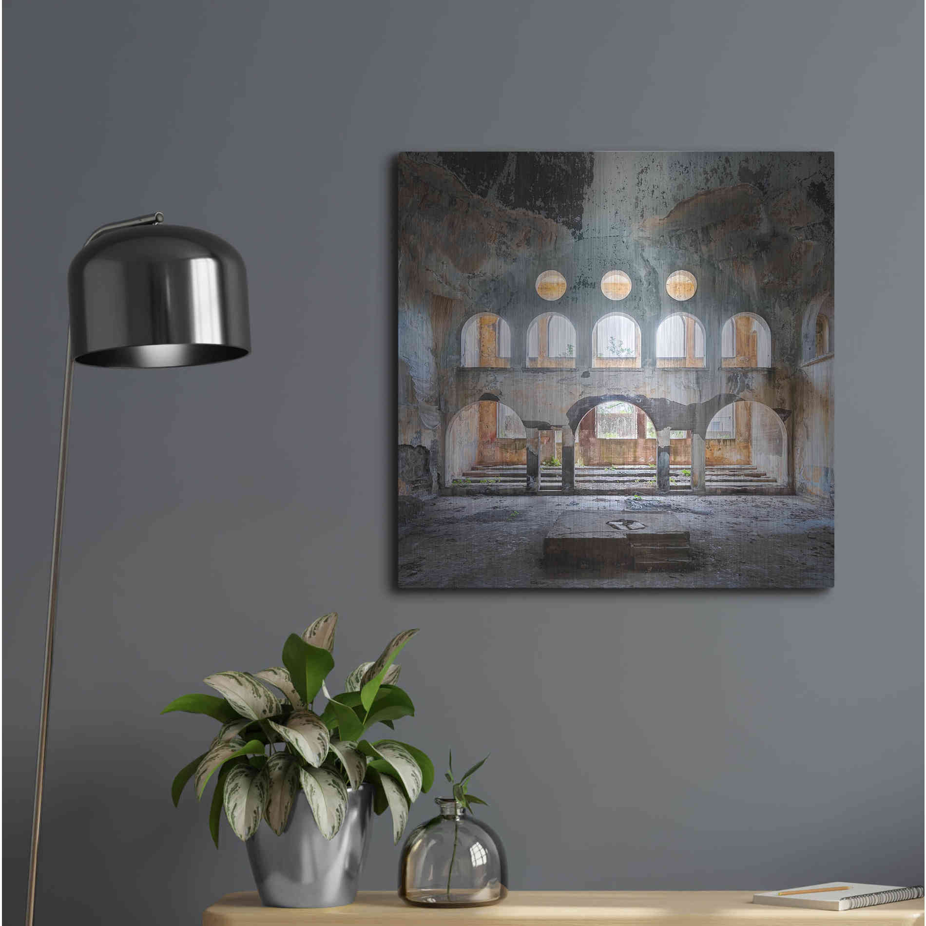 Luxe Metal Art 'Abandoned Synagogue' by Roman Robroek Metal Wall Art,24x24