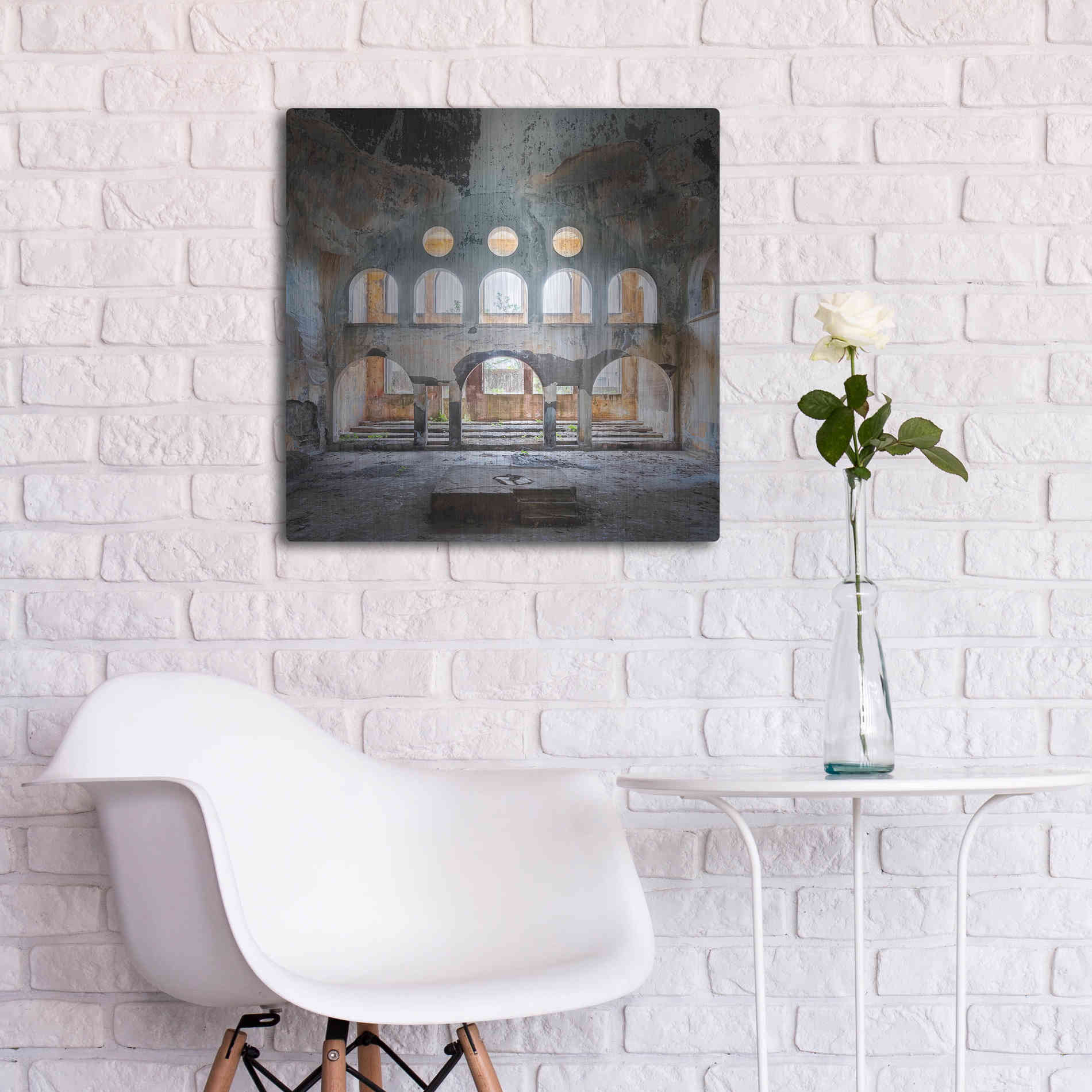 Luxe Metal Art 'Abandoned Synagogue' by Roman Robroek Metal Wall Art,24x24