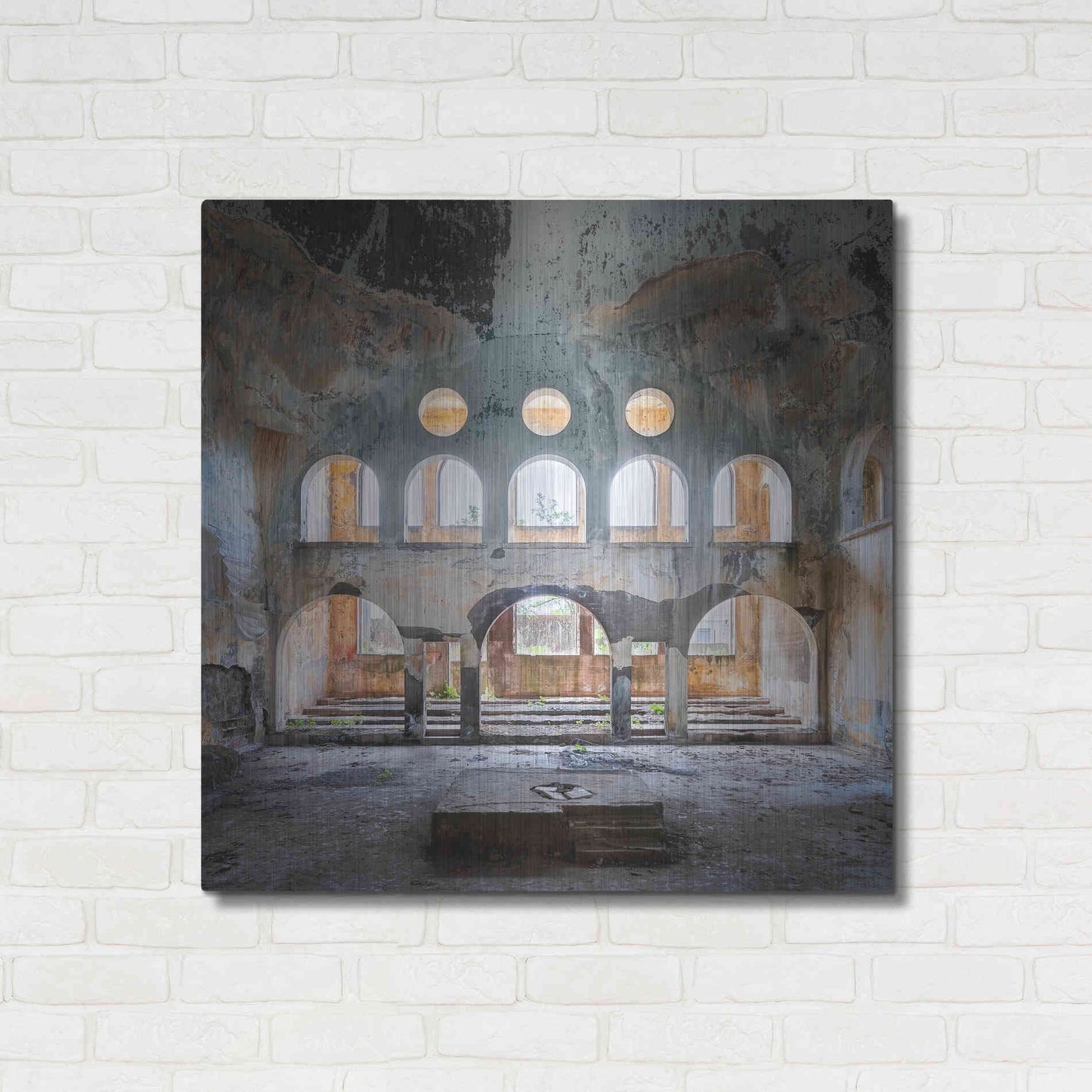 Luxe Metal Art 'Abandoned Synagogue' by Roman Robroek Metal Wall Art,36x36