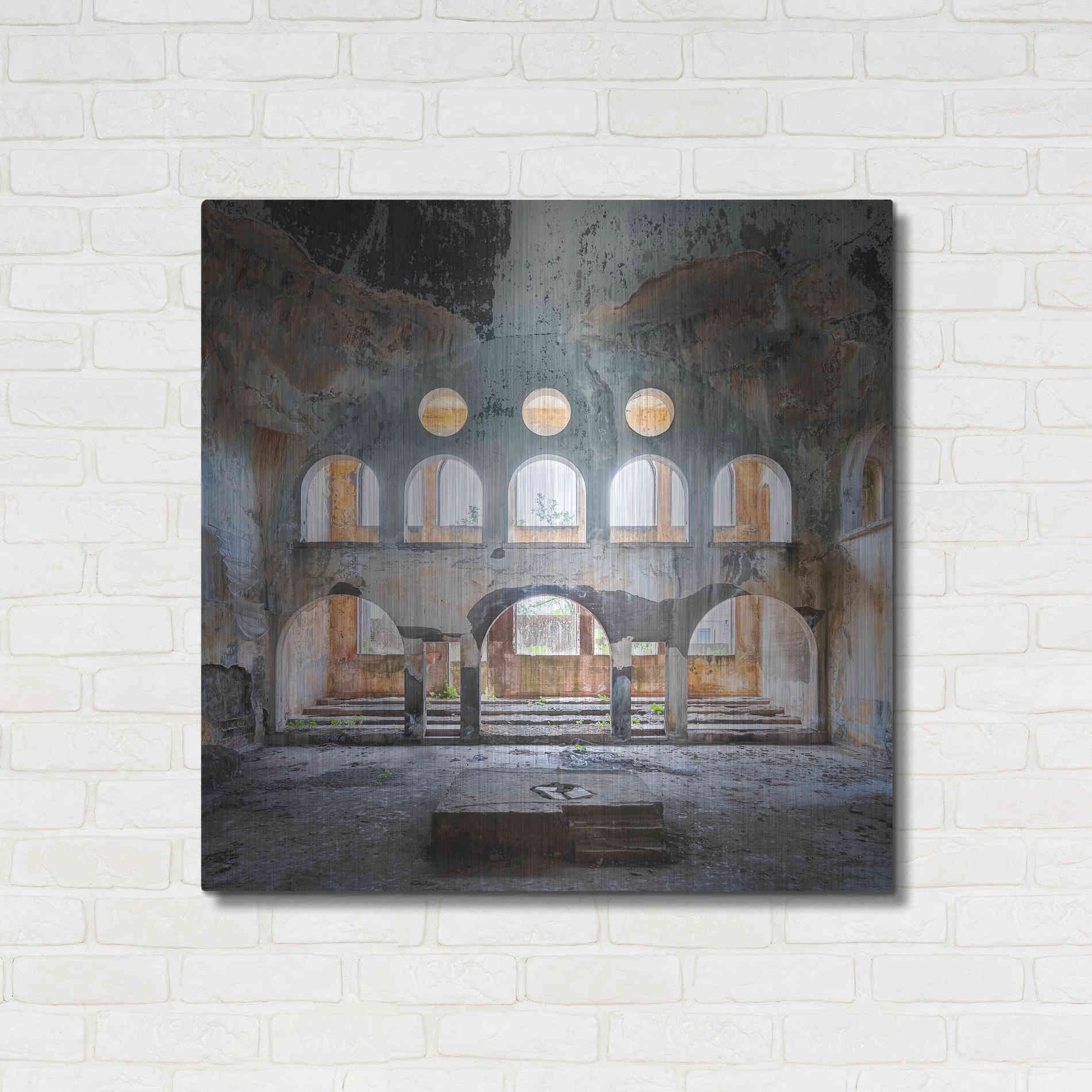 Luxe Metal Art 'Abandoned Synagogue' by Roman Robroek Metal Wall Art,36x36