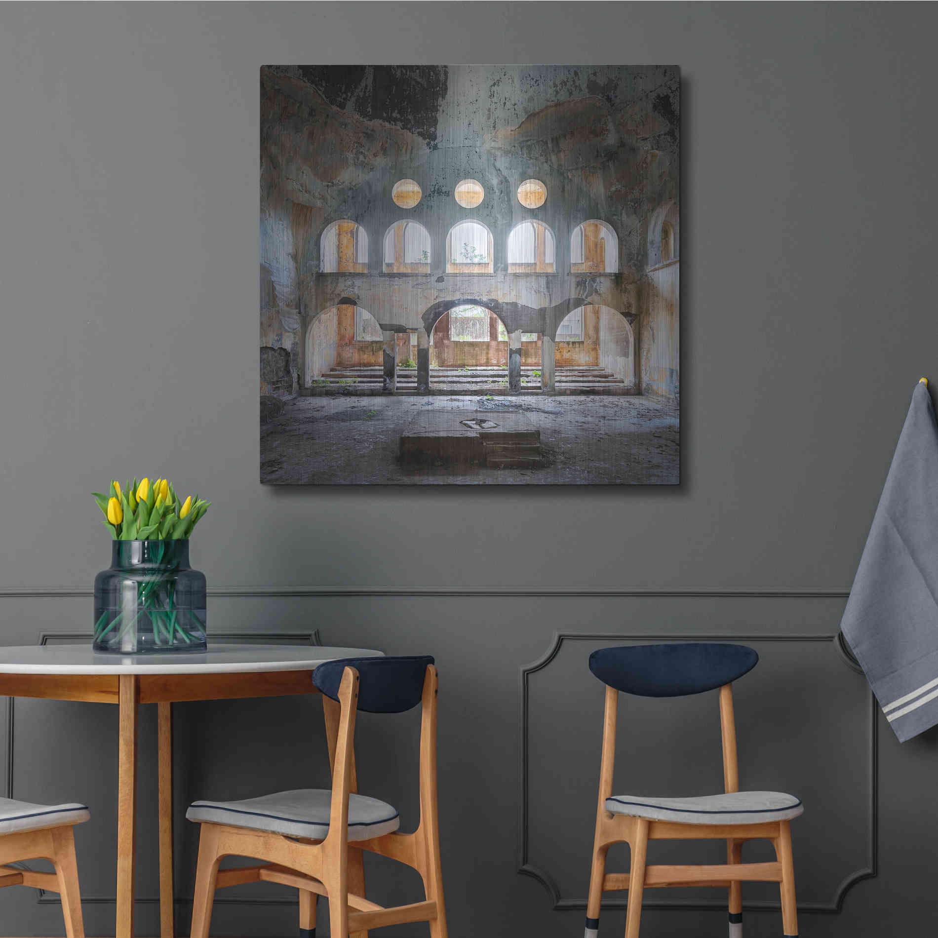 Luxe Metal Art 'Abandoned Synagogue' by Roman Robroek Metal Wall Art,36x36
